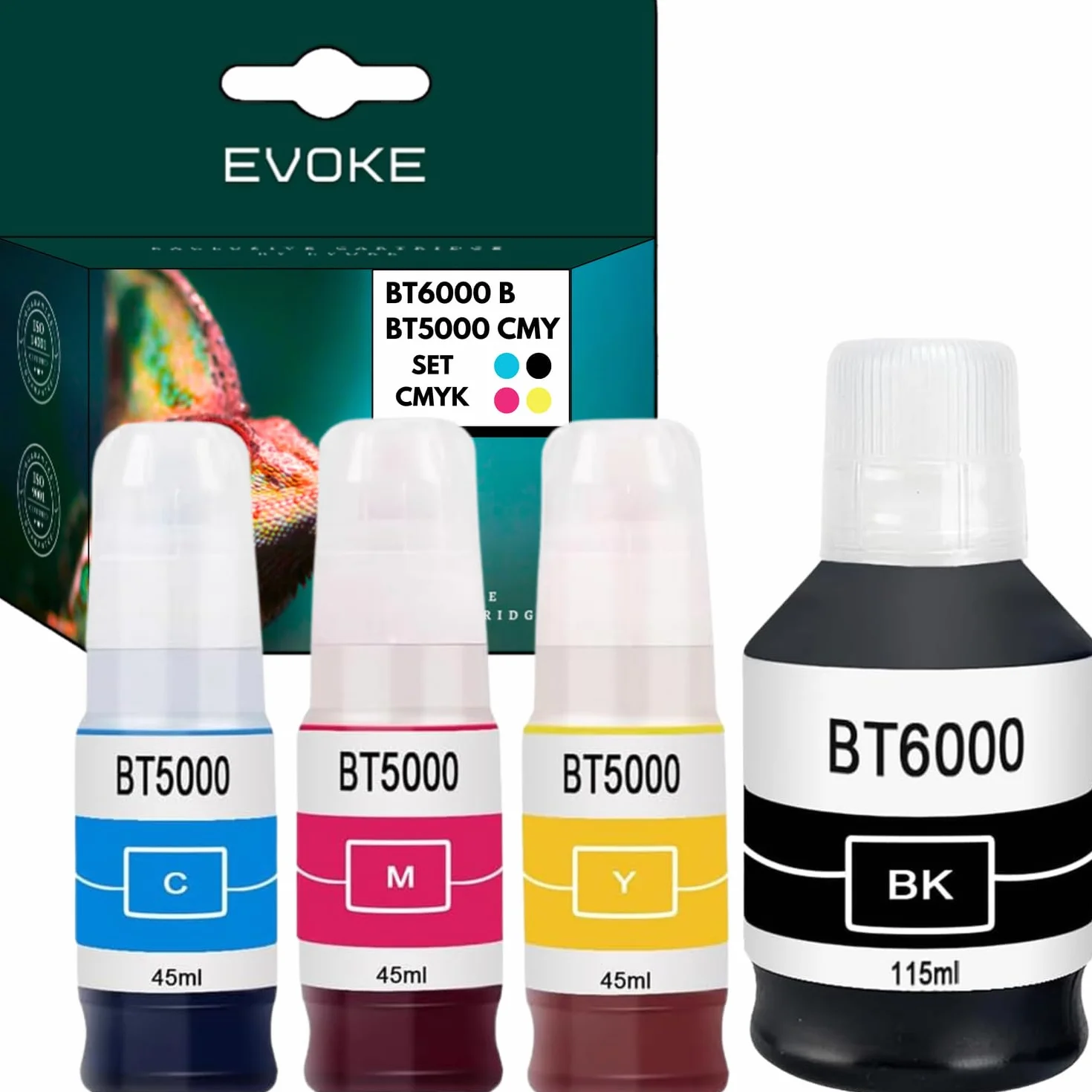 EVOKE BT6000 BT5000 Zestaw tuszy kompatybilny z Brother DCP-T220 T420W T425W T426W T500W T510W T520W T525W (Zestaw CMYK) 21400 Stron 265 ml