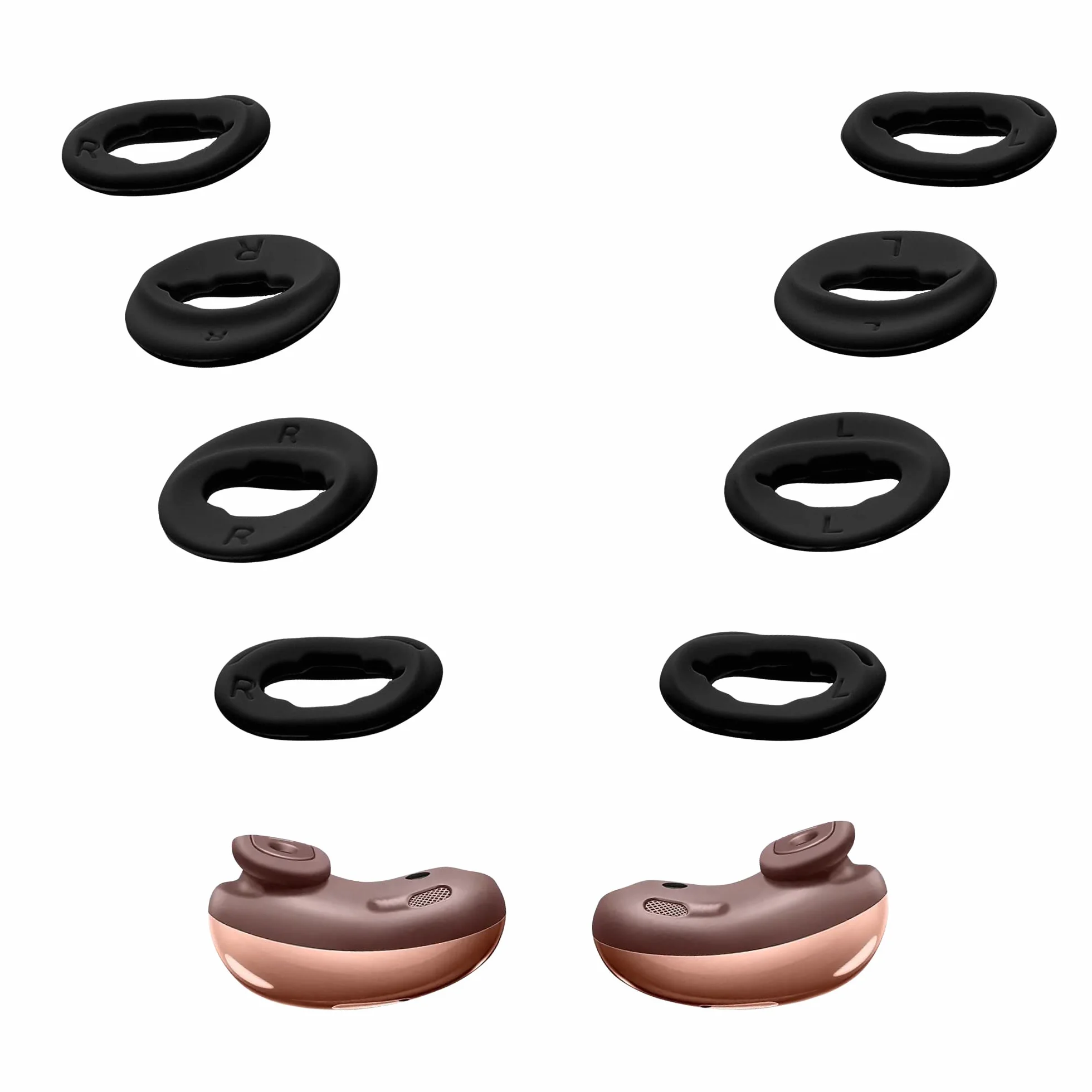 kwmobile Końcówki do słuchawek dousznych Kompatybilne z Samsung Galaxy Buds Live (zestaw 8 sztuk) - Silikonowe pokrowce rozmiar S i L - czarne