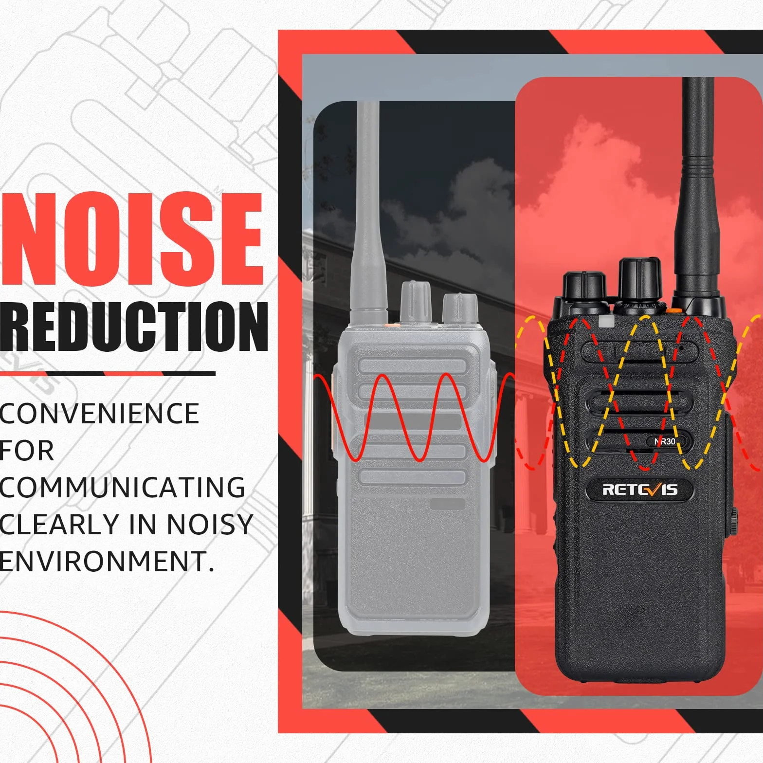 Retvis NR630 Walkie Talkie dla Dorosłych, Długi Zasięg, IP67 Waterproof 2 -Way Radio, Anulowanie Szumów, Połączenie Grupowe, 2800 mAh Walkie Talkie na Plac Budowy, Wykonawca (czarny, 3PC)