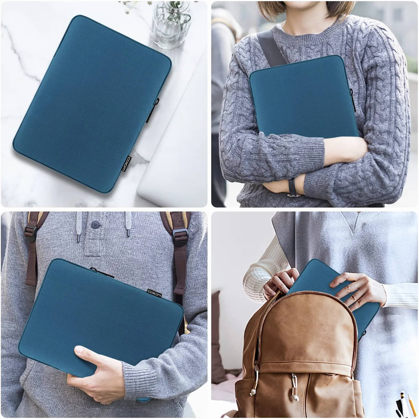 MoKo 9-11 Inch Tablet Sleeve Bag Carrying Case Fits New 11-inch iPad Pro M4/iPad Air M2 2024, iPad Air 5/4/3 10.9"/10.5", iPad Pro 11 M2, iPad 10th 10.9, iPad 9/8th Gen 10.2,Tab S8/S9 11",Peacock Blue