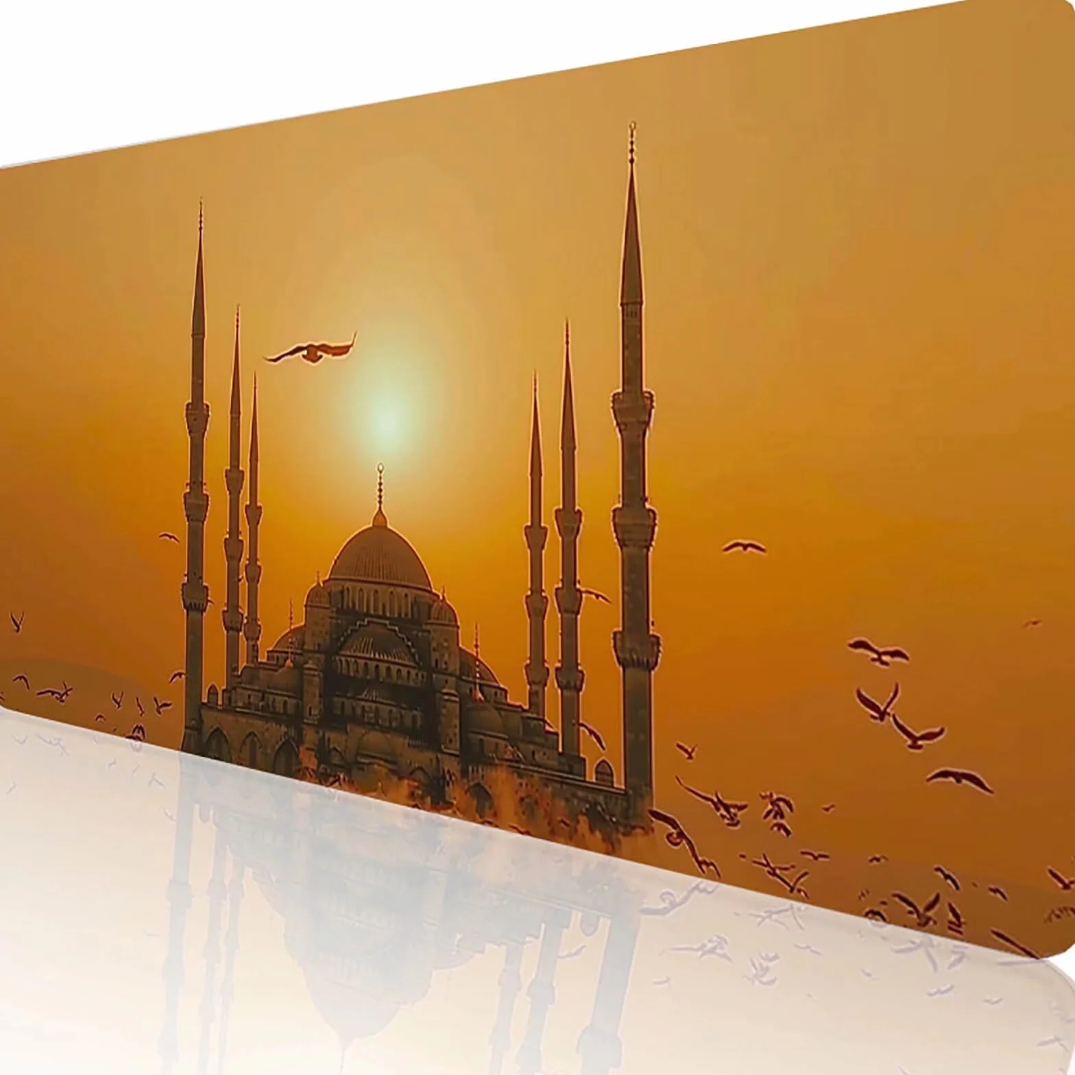 Gamingowa podkładka pod mysz, żółta, XXL, 1400 x 600 x 3 mm, XXL, podkładka pod mysz, Taj Mahal, akcesoria dla graczy, z antypoślizgową podkładką, wodoszczelna i trwała, do ozdabiania myszy i