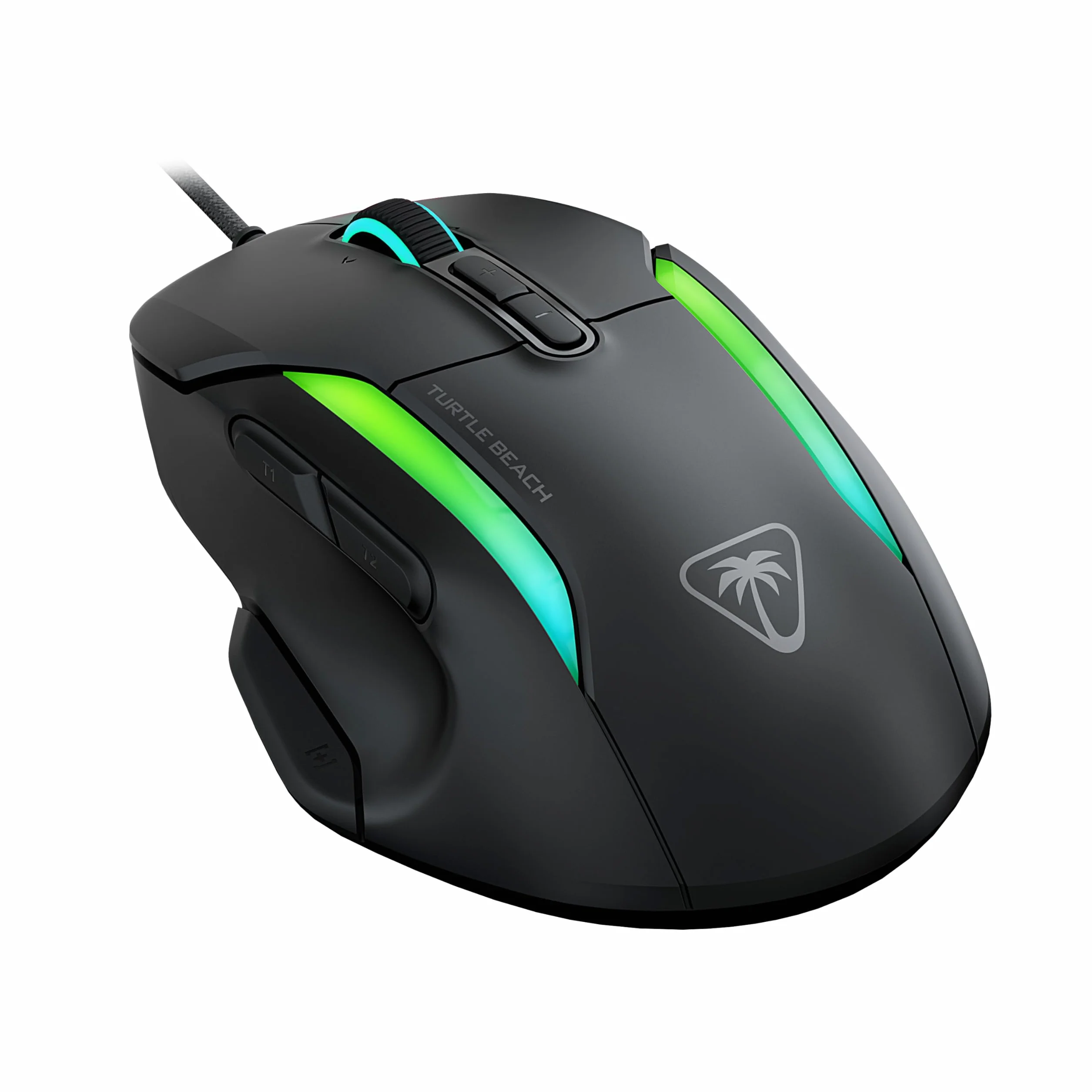Turtle Beach Kone II Przewodowa ergonomiczna mysz do gier RGB, czujnik optyczny 26K DPI, prze??czniki optyczne 100 m, 23 konfigurowalne wej?cia, kó?ko przewijania 4D, czyste ?lizgacze PTFE, popielaty