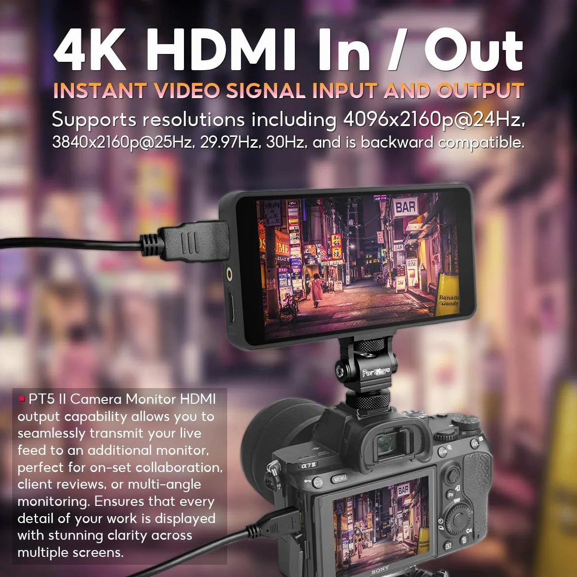 Portkeys PT5 II 5" Monitor Podglądowy z Ekranem Dotykowym, Jasność 500 nitów, Obsługa 3D LUT, Fale Luma/RGB, Wyjście HDMI 4K, Full HD dla Lustrzanek i Bezlusterkowców | Obsługa 3D LUT, Fale Luma/RGB, Full HD, Dla Lustrzanek, Wyjście HDMI 4K