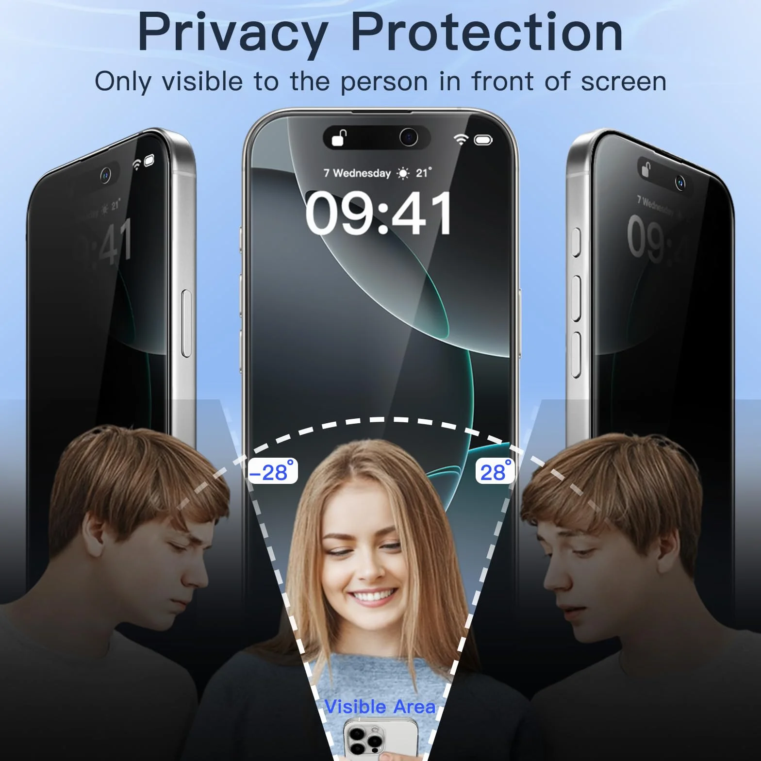 JETech Prywatność Pełna Pokrycie Ochraniacz Ekranu do iPhone 16 Pro 6,3 Cala, Czarną Krawędzią Antyszpieg Szkło Hartowane Film z Narzędzie Łatwej Instalacji, Przyjazny dla Przypadku, 2 Sztuki