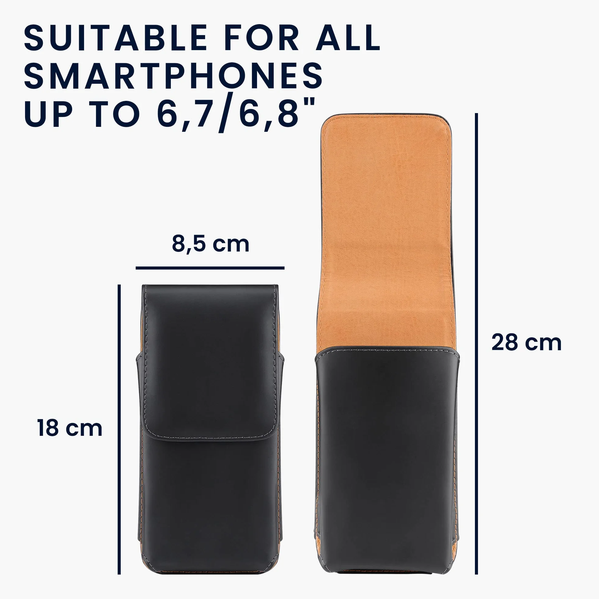 kwmobile Etui na pasek 17,2 x 8 cm na telefon komórkowy - uniwersalne etui na pasek ze sztucznej skóry - torba na smartfon z haczykiem - czarne
