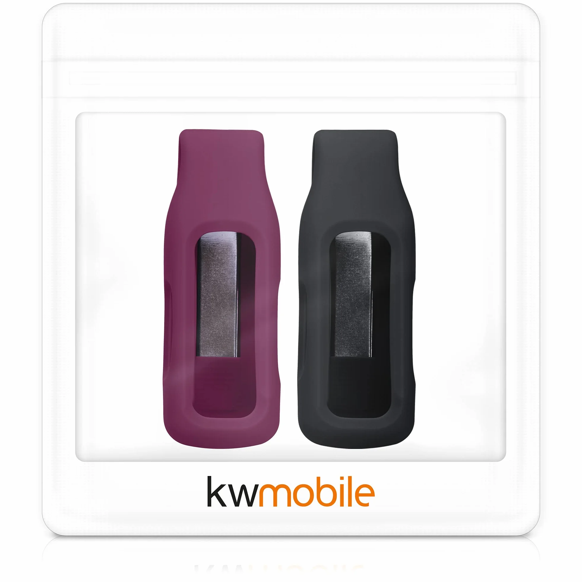 kwmobile 2X Clip kompatybilny z Fitbit Inspire 3 / Inspire 2 / Ace 3 - Zapasowy uchwyt do Fitness Tracker Czarny-ciemnoczerwony - Tracker nie jest dołączony
