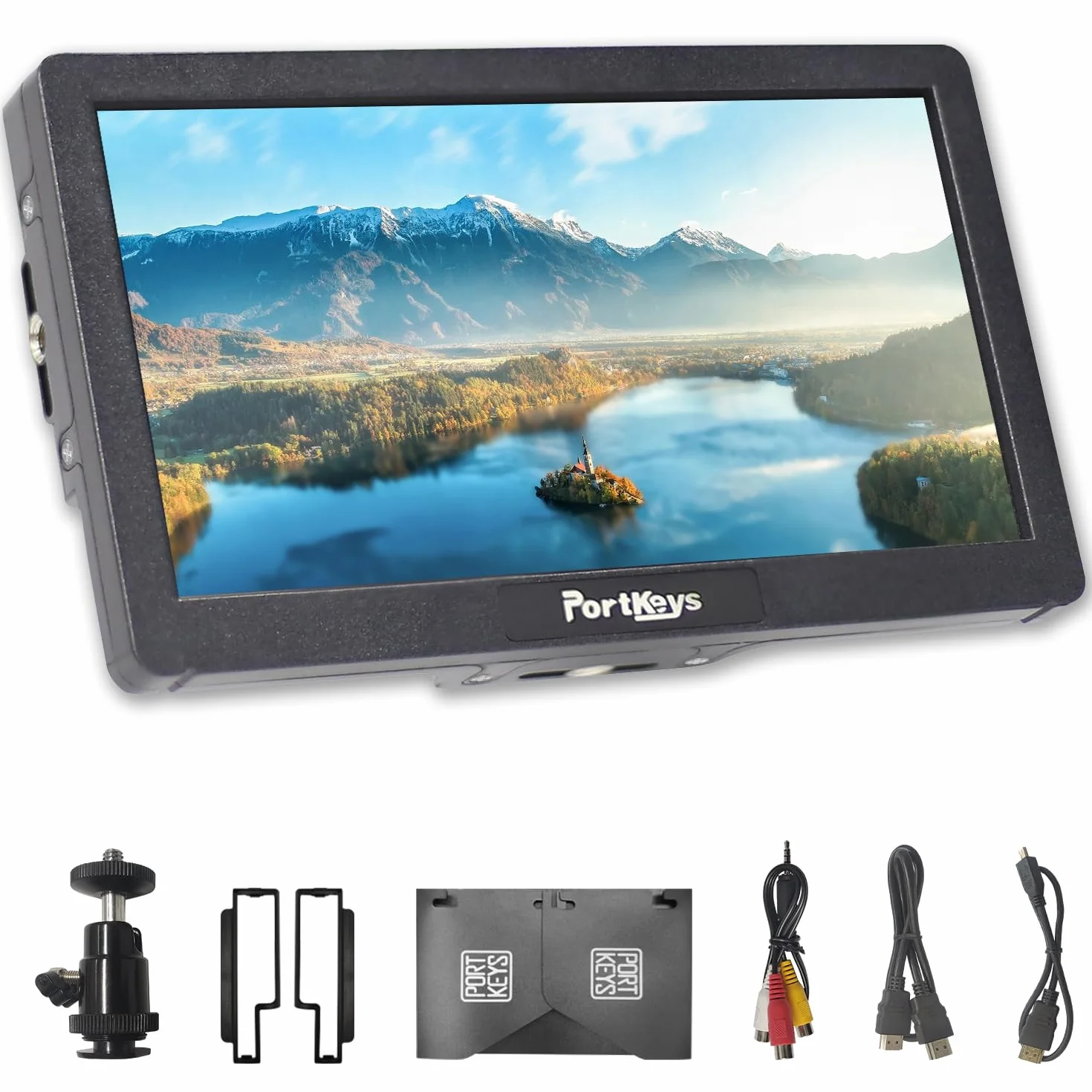 Portkeys HD7H Camera Field Monitor 7" 1000 Nits Brightness, 4K HDMI Camera Monitor with Anti-Glare Glass and Sun Hood Focus Peaking False Color Anamorphic De-Squeeze for DSLR do baterii NP-F