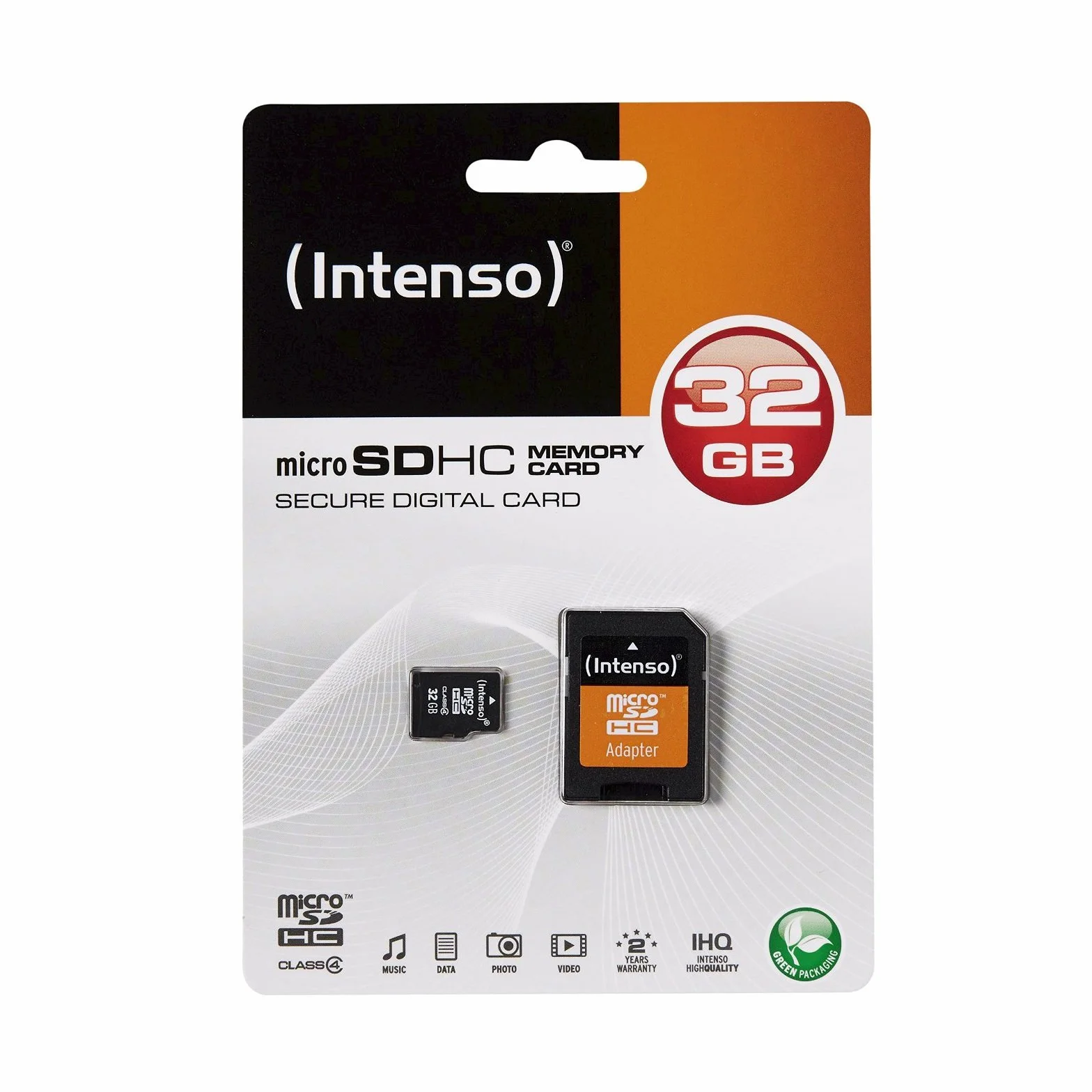 Intenso Micro 3403480 Karta Pamięci SDHC z Adapterem SD Klasa 4 32GB