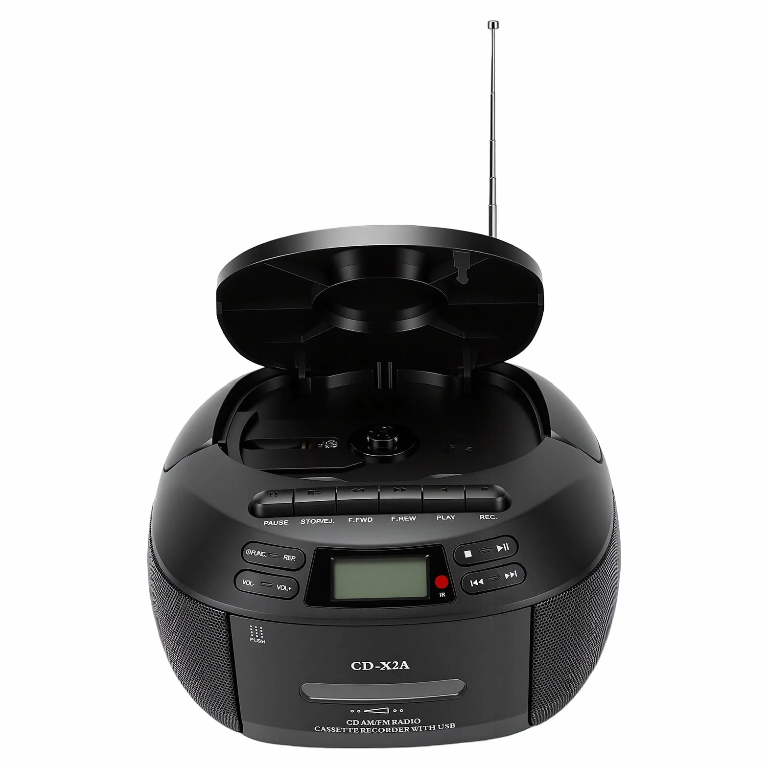 Luocute Odtwarzacz CD Odtwarzacz Kasetowy z Bluetooth, Radiem AM/FM, Nagrywaniem na taśmę, Odtwarzaniem Przez USB, AUX, Pilotem, Wyświetlaczem LCD, Zasilaniem AC/DC, Gniazdem (wtyczka UE)
