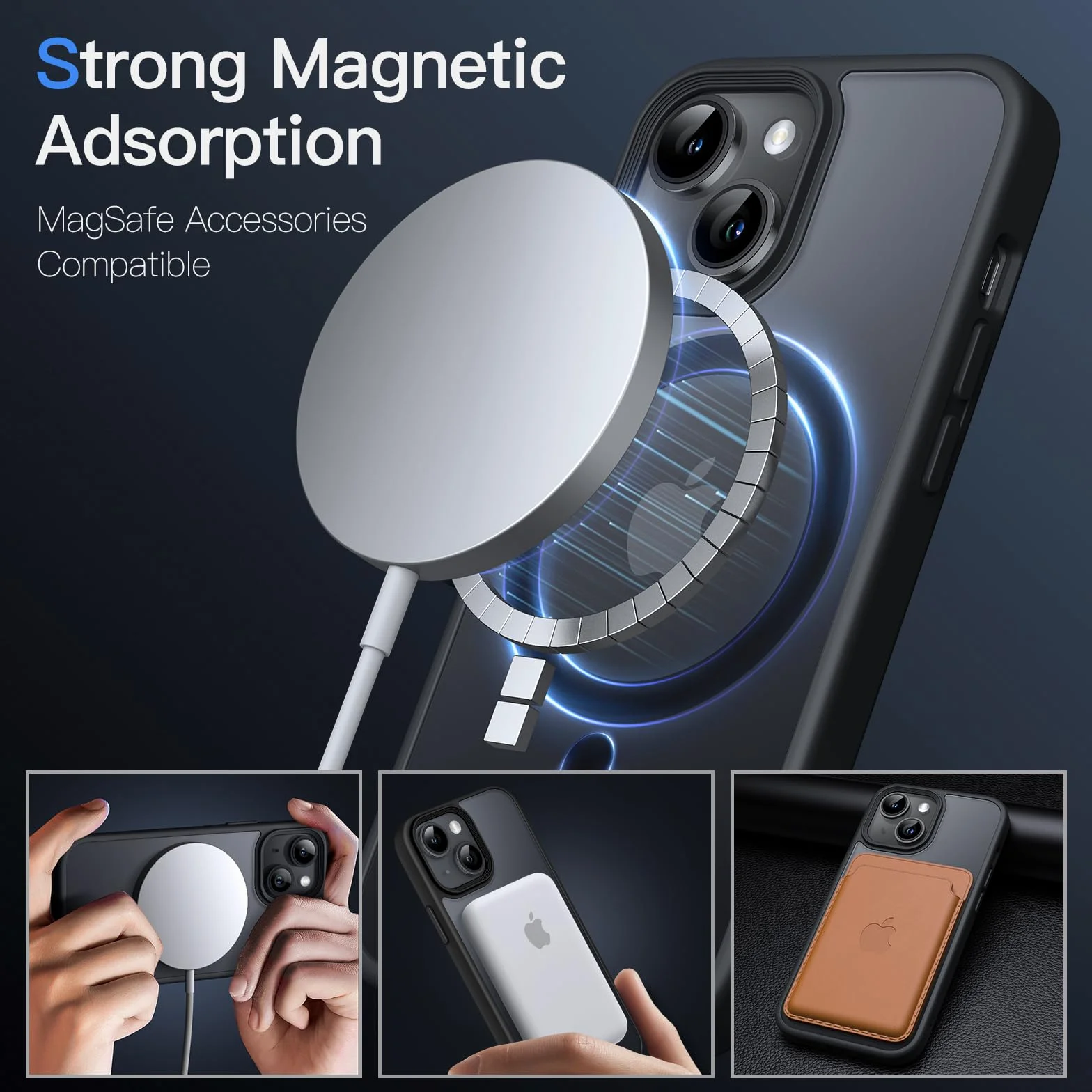 JETech Magnetyczna Etui dla iPhone 13 mini 5,4 Cala Kompatybilny z MagSafe, Półprzezroczysta Matowe Tylna Szczupły Odporny na Wstrząsy Case (Czarny)