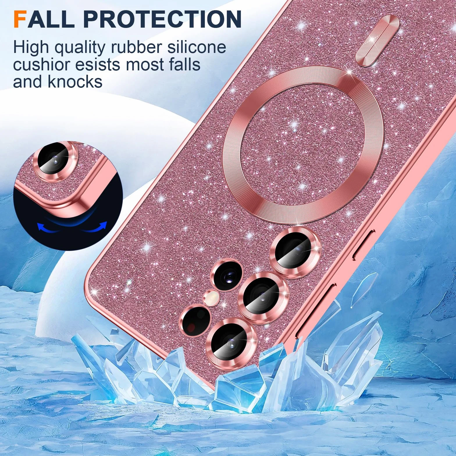 Phoona Etui na telefon komórkowy z łańcuszkiem do Samsunga Galaxy S25 Ultra 5G, etui z łańcuszkiem, kompatybilne z MagSafe, całkowita ochrona przed zarysowaniami i uderzeniami, etui z regulowanym