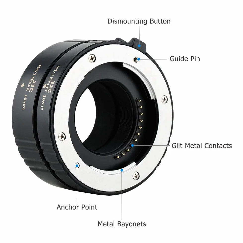 JJC Zestaw rurek makro 10MM/16MM do Olympus Micro Four Thirds Mount (M4/3) aparatów DSLR i SLR - Auto Fucus - TTL Ekspozycja do zdjęć makro