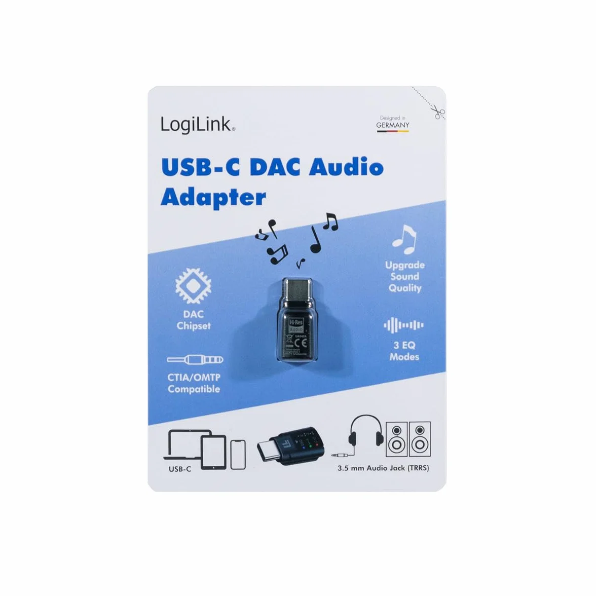 LogiLink UA0424 - DAC adapter audio do smartfonów/tabletów/notebooków, USB-C (wtyczka) do 3,5 mm (gniazdo), np. do podłączenia słuchawek z wtyczką 3,5 mm do telefonów komórkowych