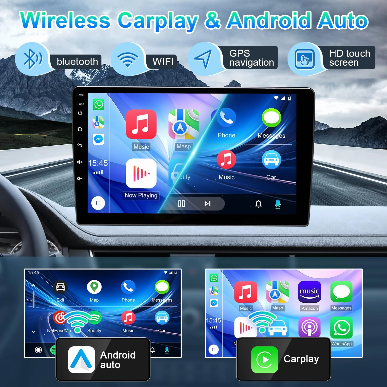 BYNYXI 9 cali 4 GB + 64 GB bezprzewodowy i przewodowy Android auto CarPlay dla Yaris XP90 2005-2012, Android 14 nawigacja GPS WIFI Bluetooth sterowanie głosem widok z tyłu samochodowy ekran stereo