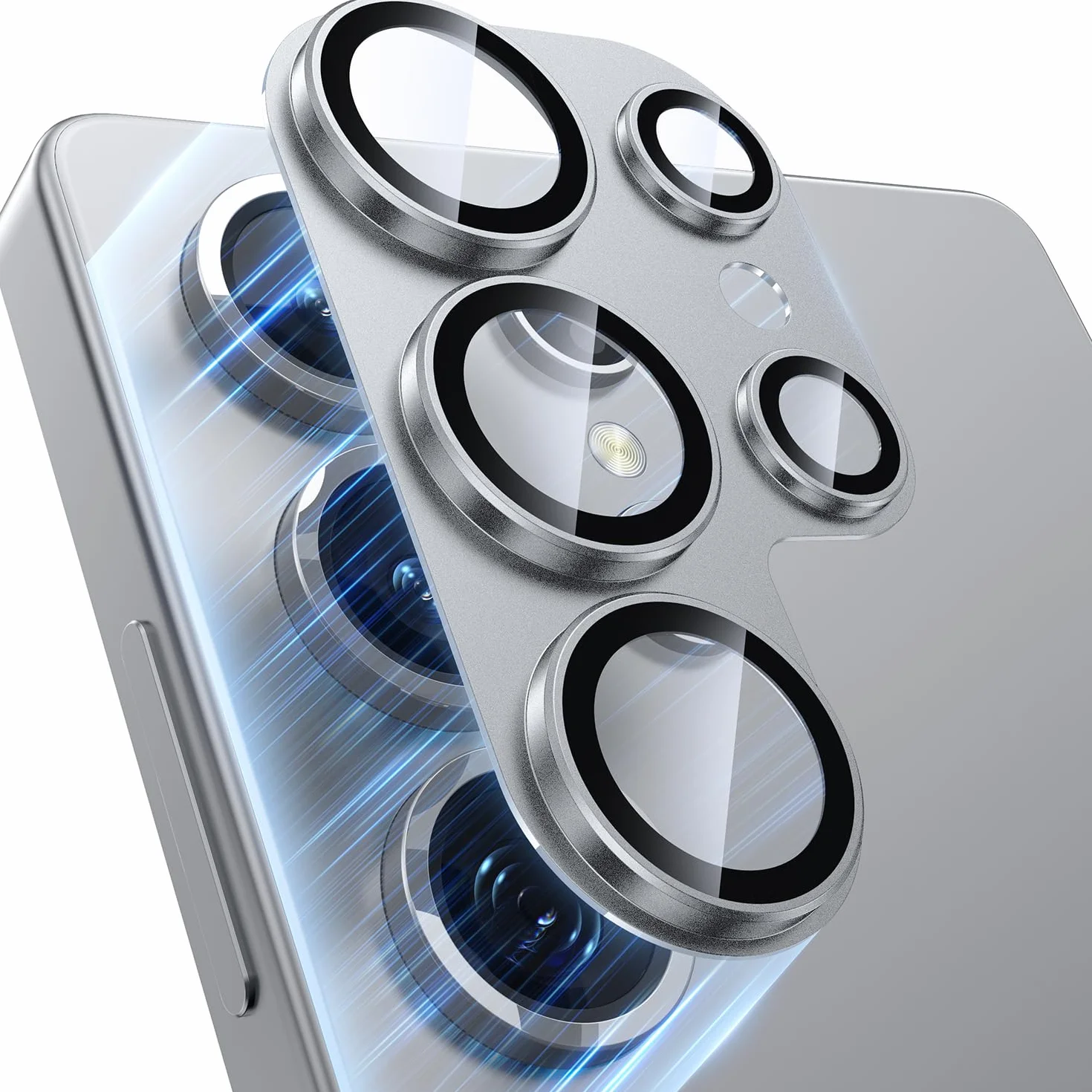 WSKEN Osłona obiektywu aparatu Samsung Galaxy S25 Ultra - matowa [test odporności na pękanie] 9H szkło hartowane osłona ekranu aparatu odporna na zarysowania metalowa osłona pierścieniowa 5G akcesoria