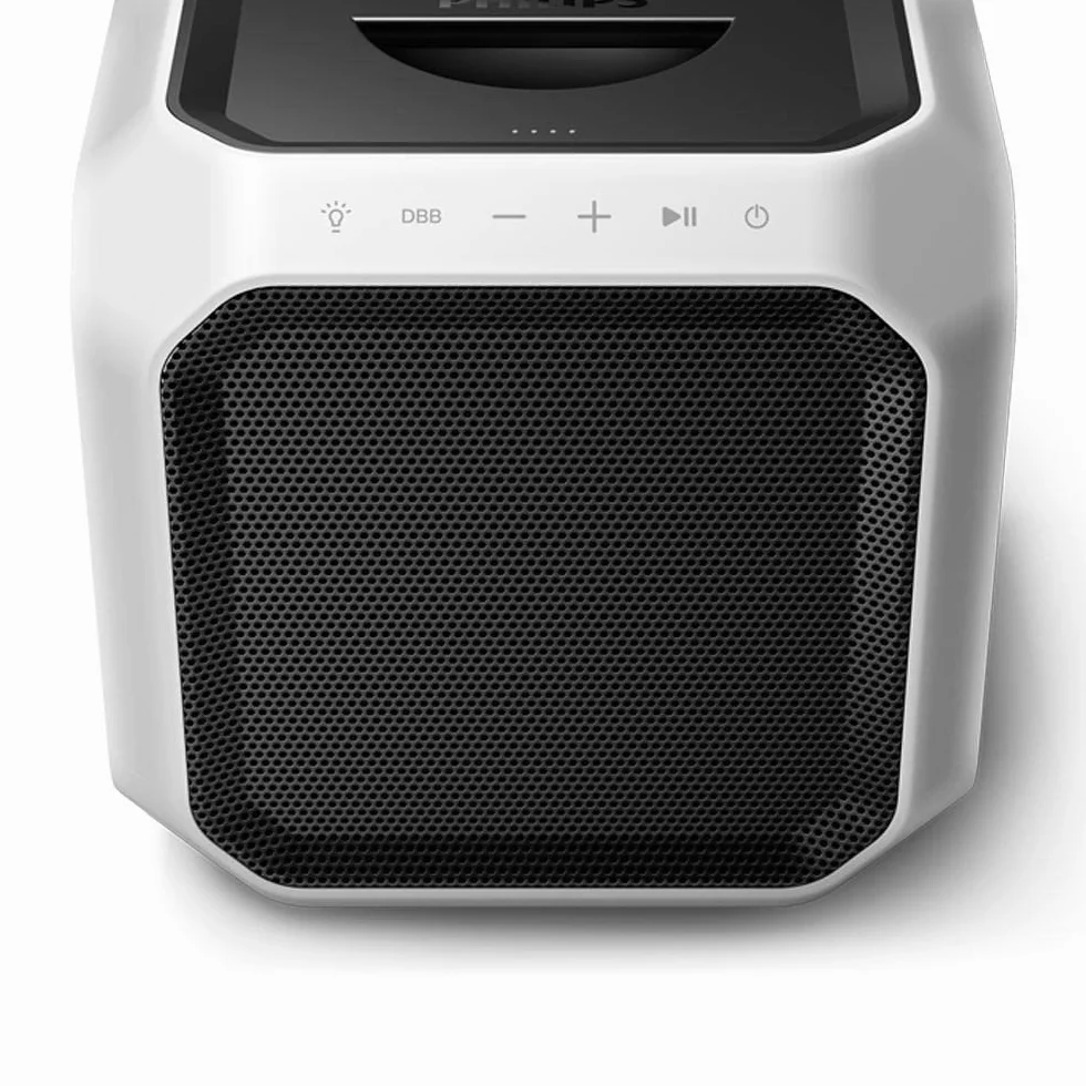 Philips TAX7207/10 Głośnik Imprezowy Bluetooth, Czas Odtwarzania 12 Godzin, Oświetlenie Imprezowe 360°, Bezprzewodowe Łącze Imprezowe I Akumulator