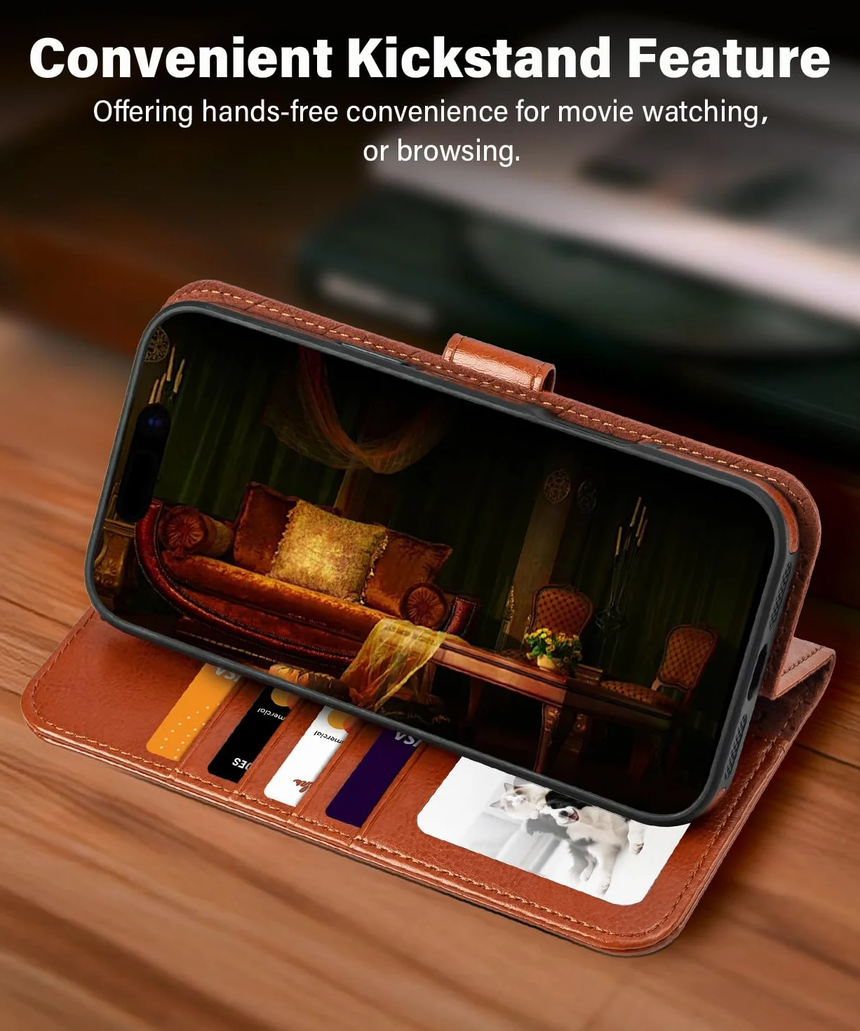 Etui na telefon iPhone 17 Pro, skórzane etui portfelowe kompatybilne z MagSafe, skórzane etui z klapką w stylu retro, z podpórką i przegródkami na karty, magnetyczne etui na telefon do iPhone