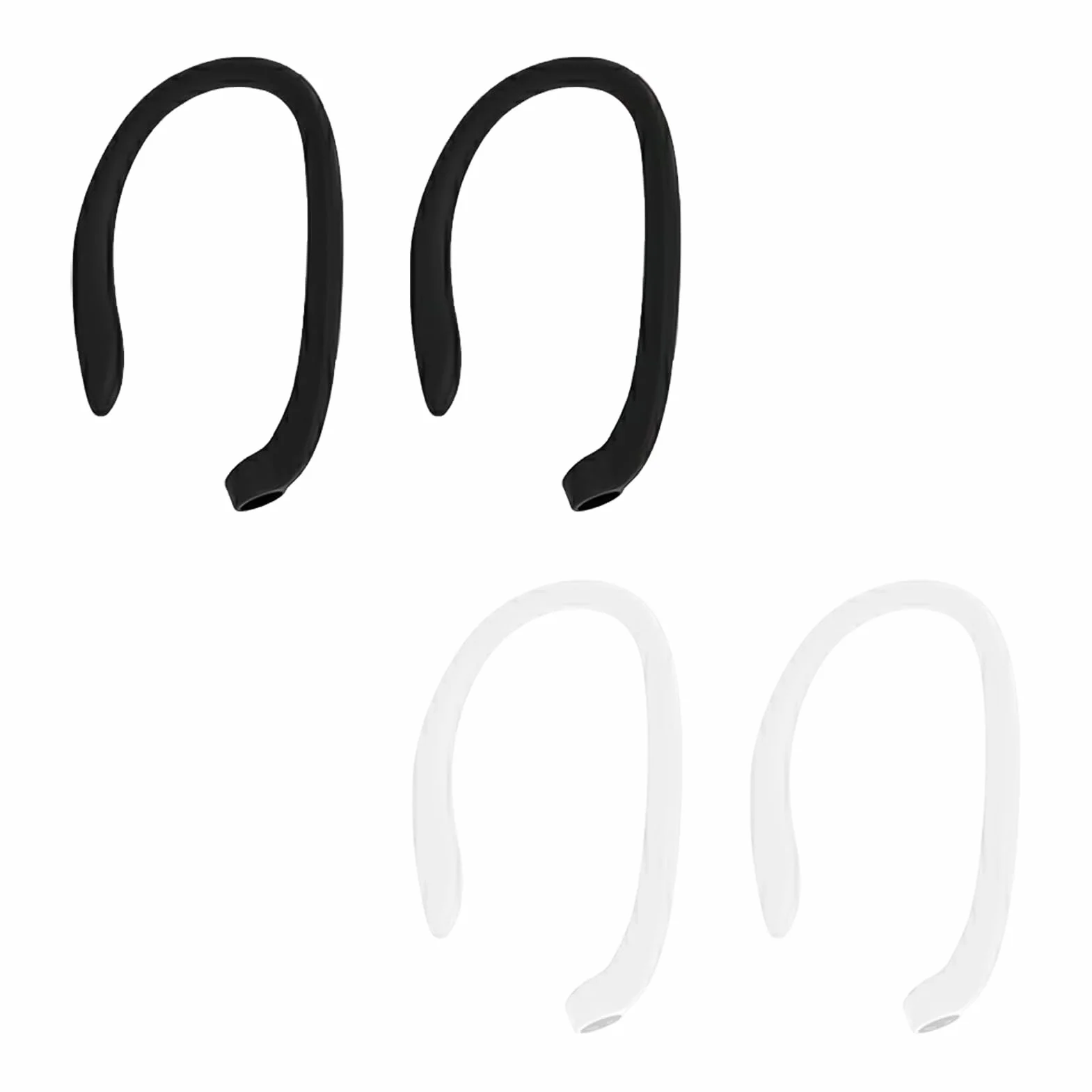 Haczyki do słuchawek AirPods, 2 pary, kompatybilne z AirPods 1 2 3 4 Pro Pro 2 antypoślizgowe etui na słuchawki sportowe, silikon, czarno-białe