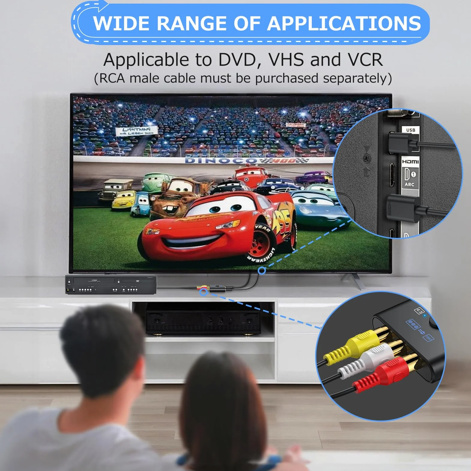CAMWAY Konwerter RCA na HDMI 1080P AV na HDMI Adapter Kompozytowy CVBS PAL NTSC Wii PS1 PS2 N64 Xbox