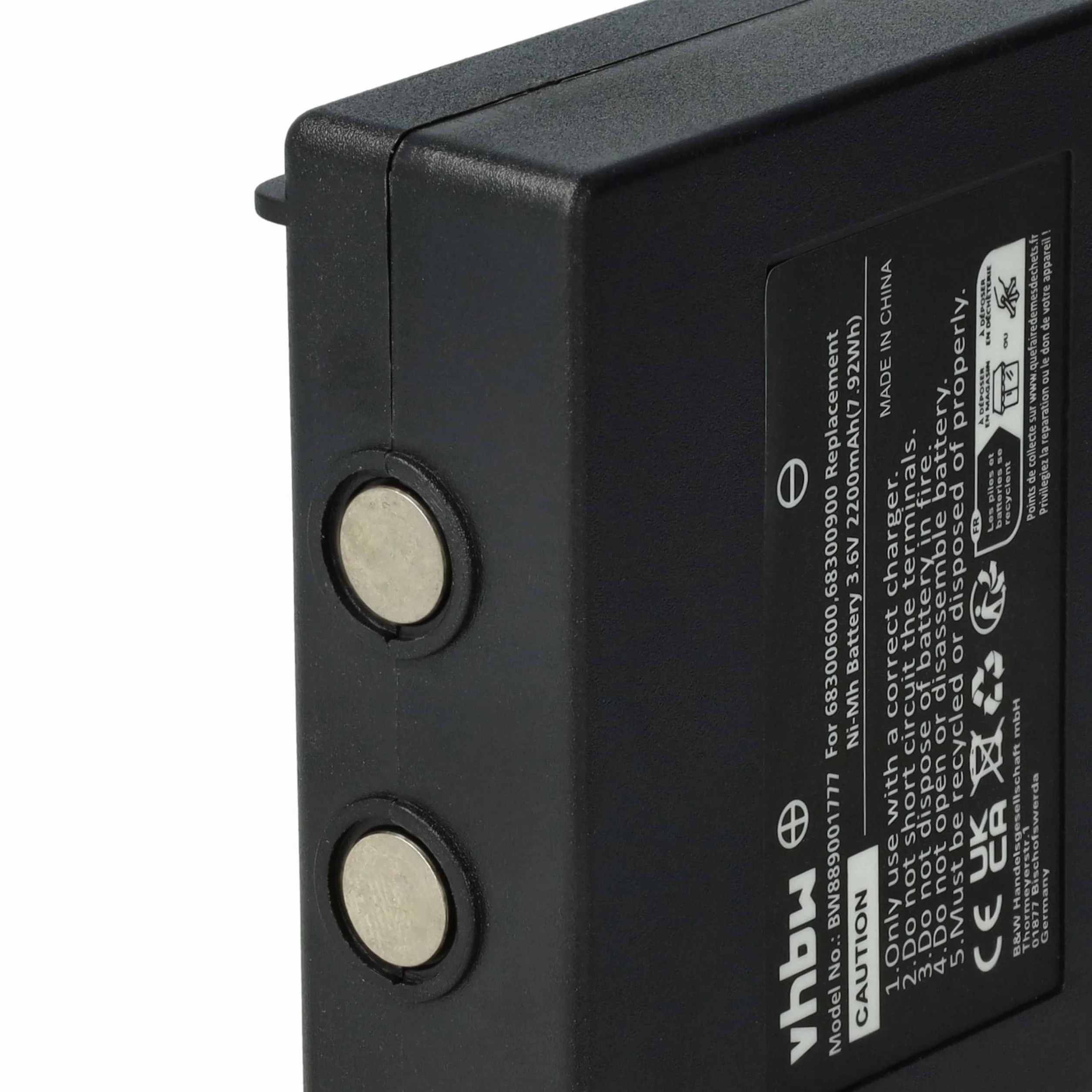 vhbw 5 x akumulator zamienny do Abitron KH68300990, EX2-22 do przemysłowego pilota zdalnego sterowania (2200 mAh, 3,6 V, NiMH) - czarny