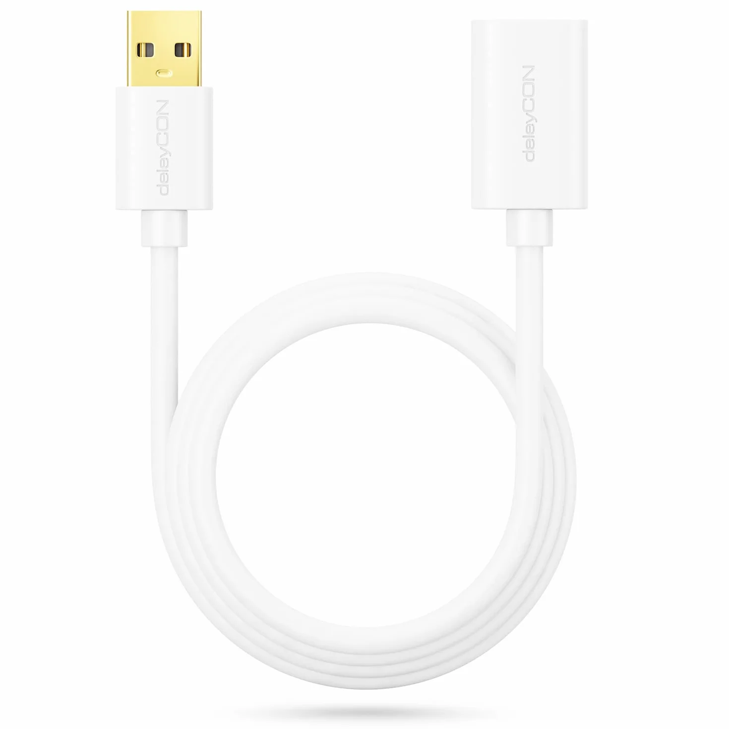 deleyCON 5m USB 2.0 High Speed Kabel Przedłużający USB Wtyk A na Gniazdo A - Biały