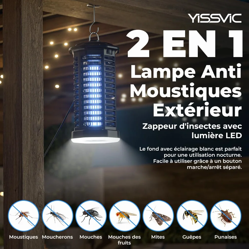 YISSVIC Lampa przeciw komarom 4200 V 15 W UV LED IPX4