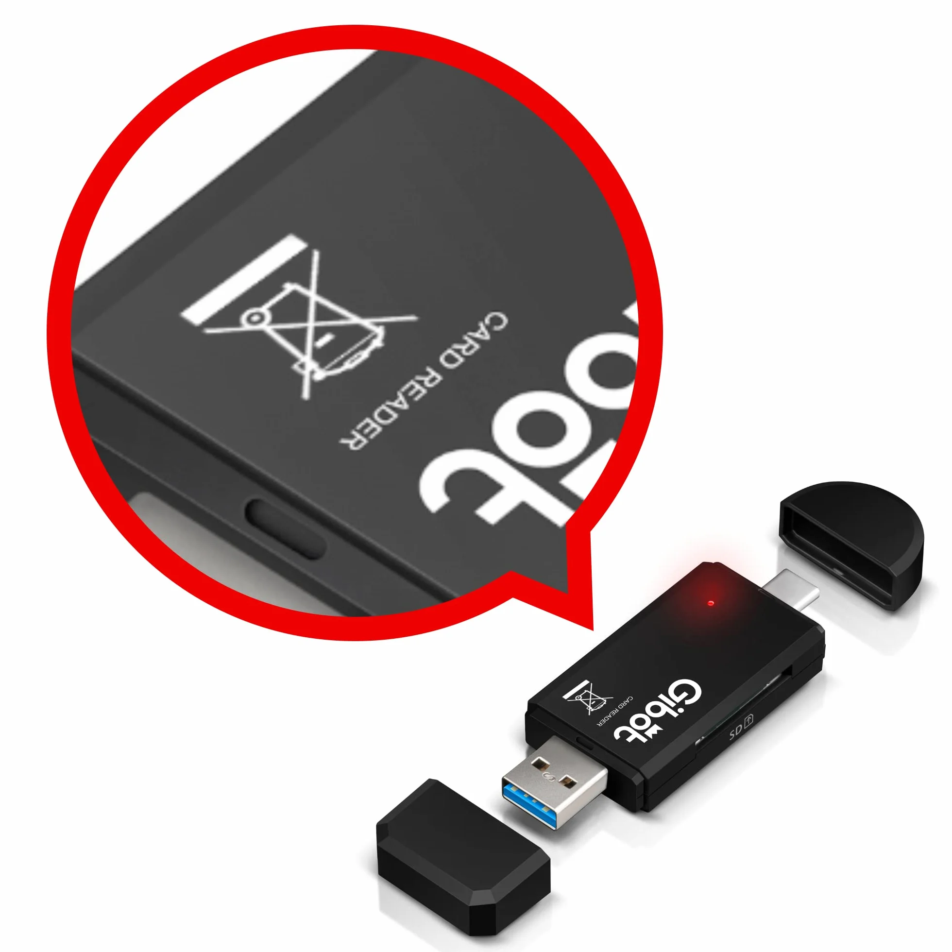 Gibot 3.0 Czytnik Kart SD/Micro SD Z USB Typu C i Micro USB OTG - Adapter Do Samsunga, Huawei, Smartfonów Z Androidem, MacBooka i Laptopów PC