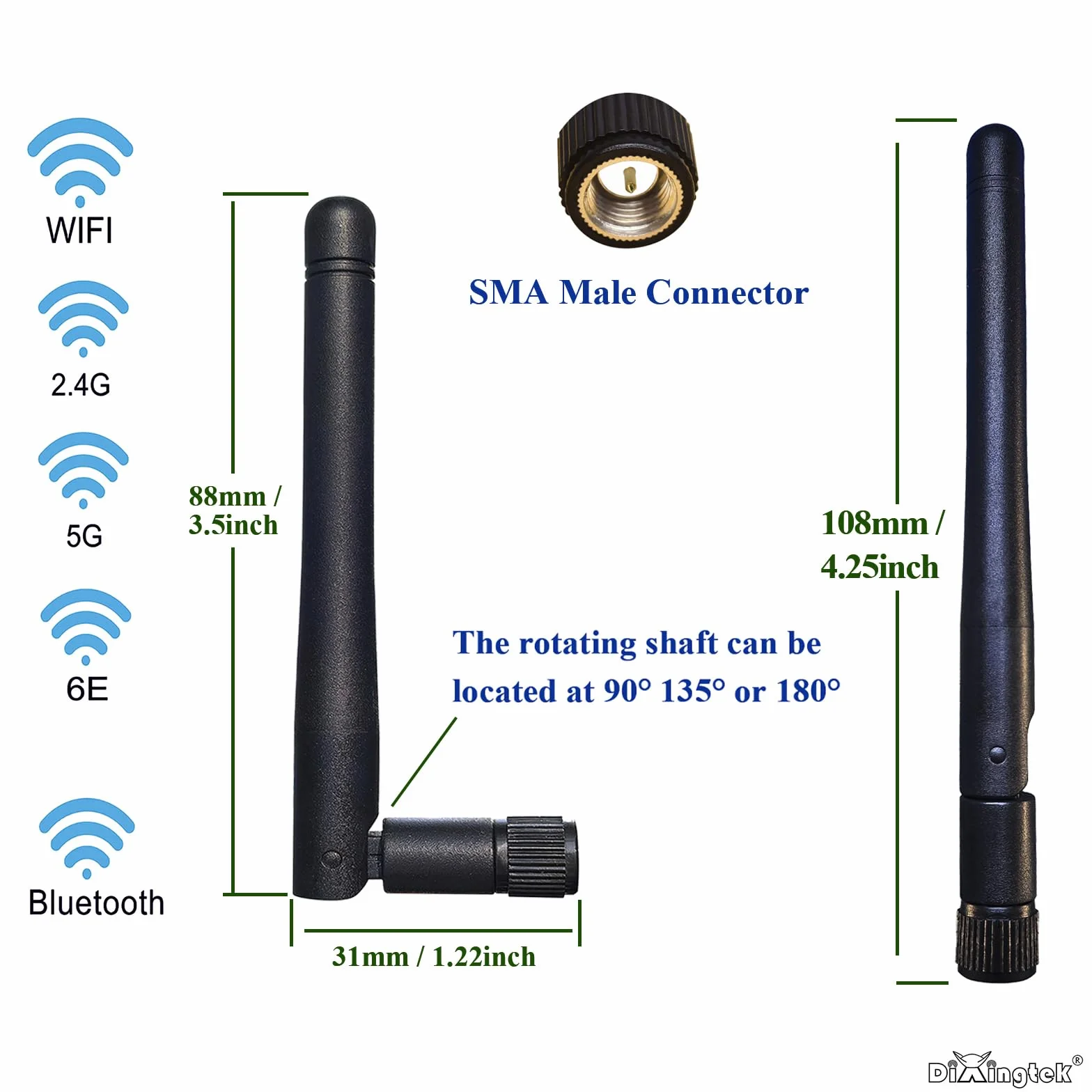 4 szt. 108 mm dwuzakresowe WiFi 2,4 g 5 g 5,8 g 6e antena męskie złącze SMA, kompatybilne z routerem WiFi PCI-E karta sieciowa adapter USB Security Video IoT antena WiFi