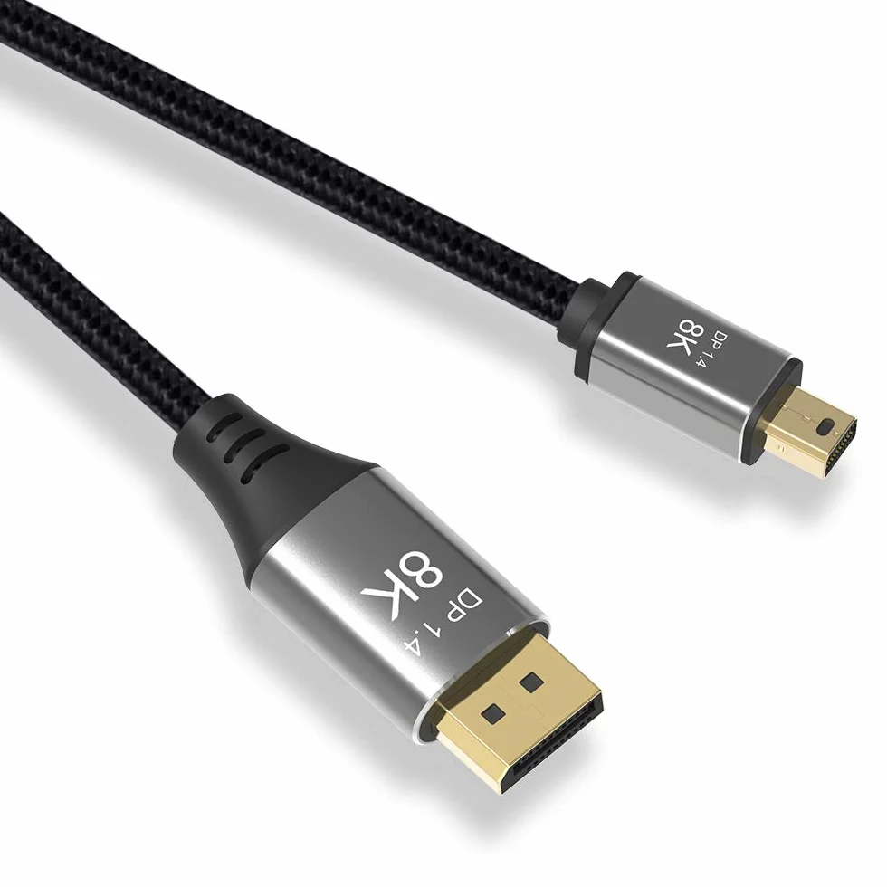 YIWENTEC Kabel Mini DP do DisplayPort 2 m, 8K (7680X4320) przy 60Hz 4K przy 144Hz DisplayPort 1.4 dwukierunkowa transmisja DisplayPort na Mini DisplayPort 8K (2 m)