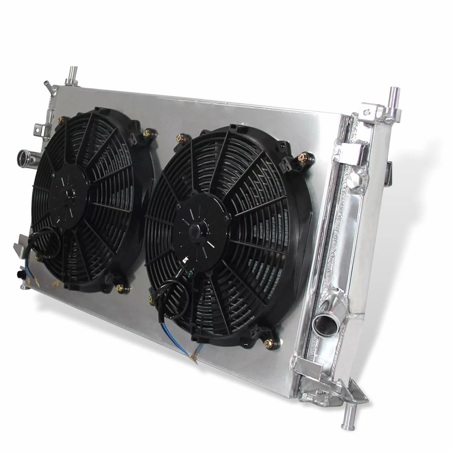 Radiatora Steam Deck 2-rzędowa aluminiowa chłodnica i osłona wentylatora pasujące do Mazda 3 2.0L 2.3L 2.5L L4 2010-2013 MT Aluminiowy radiator
