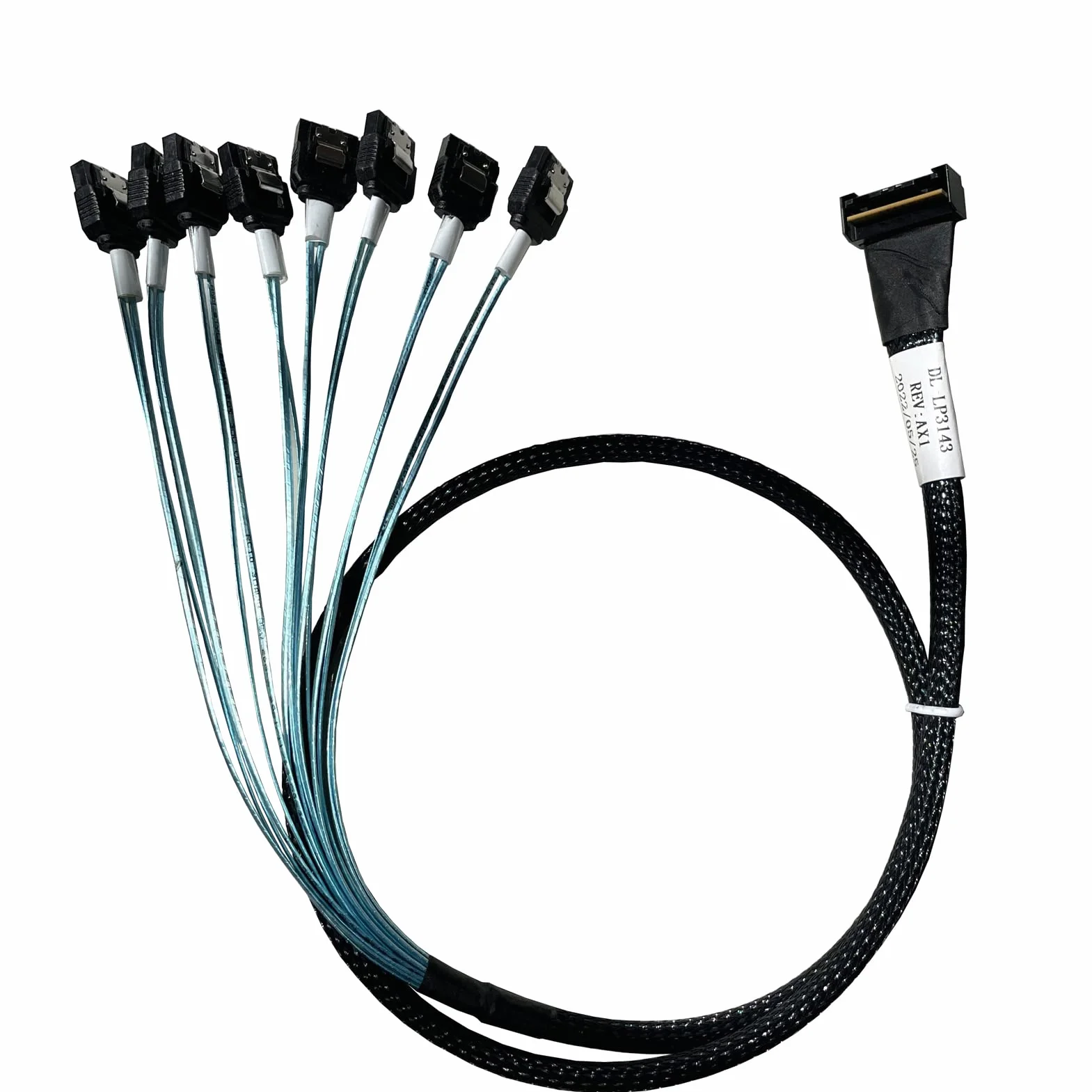 SlimSAS LP X8 do 8 x SATA, SFF-8654 LP 74-pinowy do 8 x SATA 7-pinowy, SlimSAS Host/RAID do SATA Target HD, kabel 85 cm (do serwera Dell H750/755)