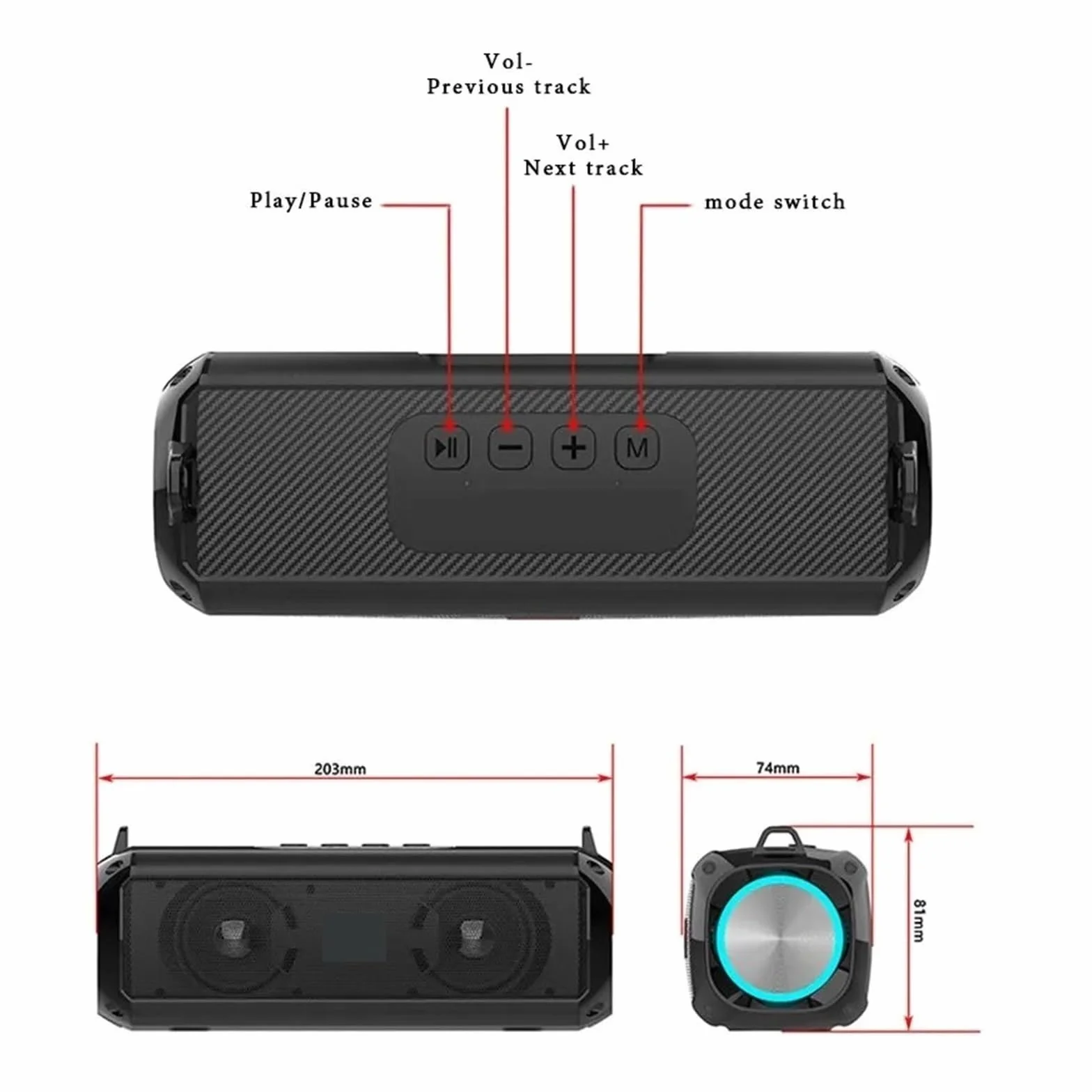 Głośnik Lights Przenośny Bezprzewodowy Odtwarzacz Muzyki Bluetooth DośWiadczenie Jak W Kinie(Black)