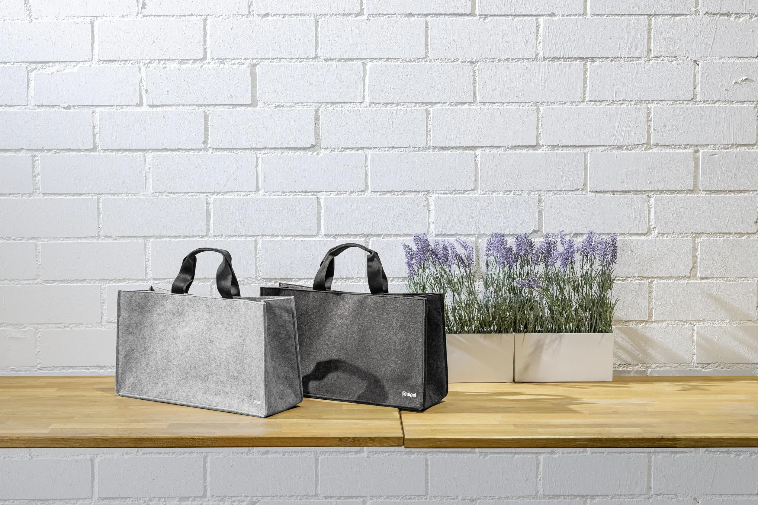 SIGEL BA431 Torba na biurko Basic L - Filc syntetyczny - Jasnoszary - 50 x 28 x 15 cm