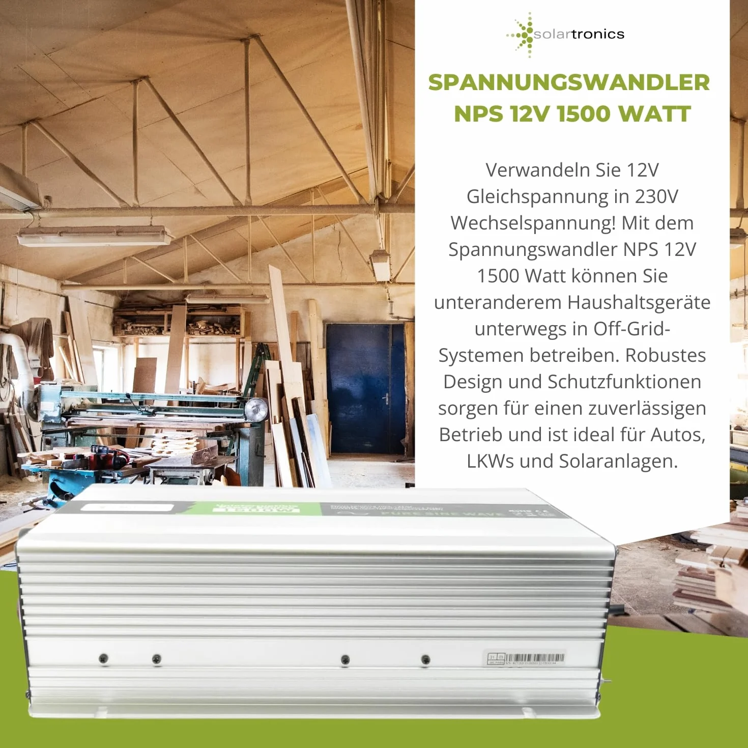 Przetwornica napięcia USV 12 V NPS 1500 W z przełącznikiem DIP czysty sinus UPS Inverter