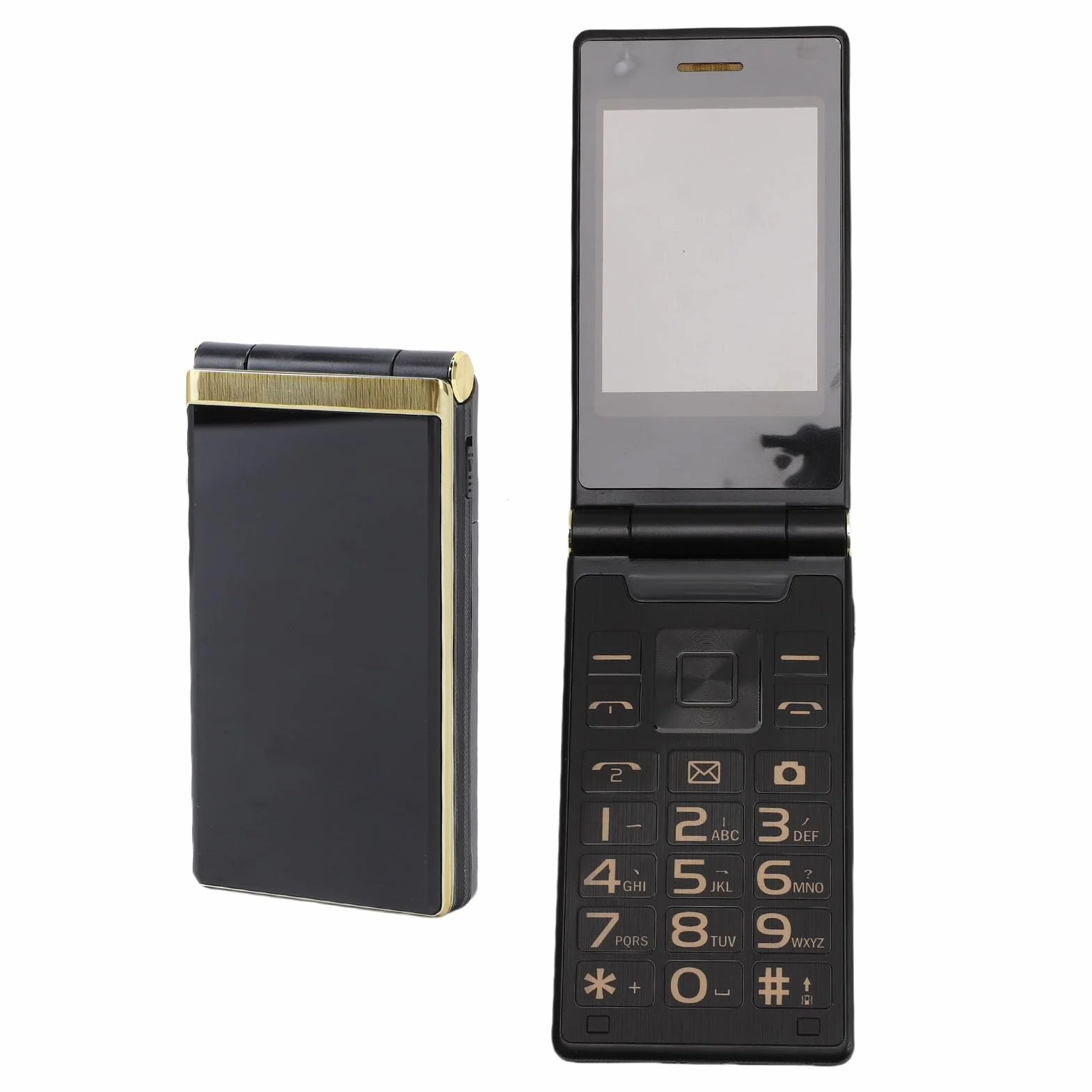 4G Telefon Komórkowy dla Osób Starszych 3,0 Cala, 1,8 -calowy Podwójny Ekran Doppelsim SESIORS DUŻY Przycisk 5900 MAH 1,3MP Kamera Flip Seniorzy Telefon Obsługuje Bluetooth Music (GOLD)