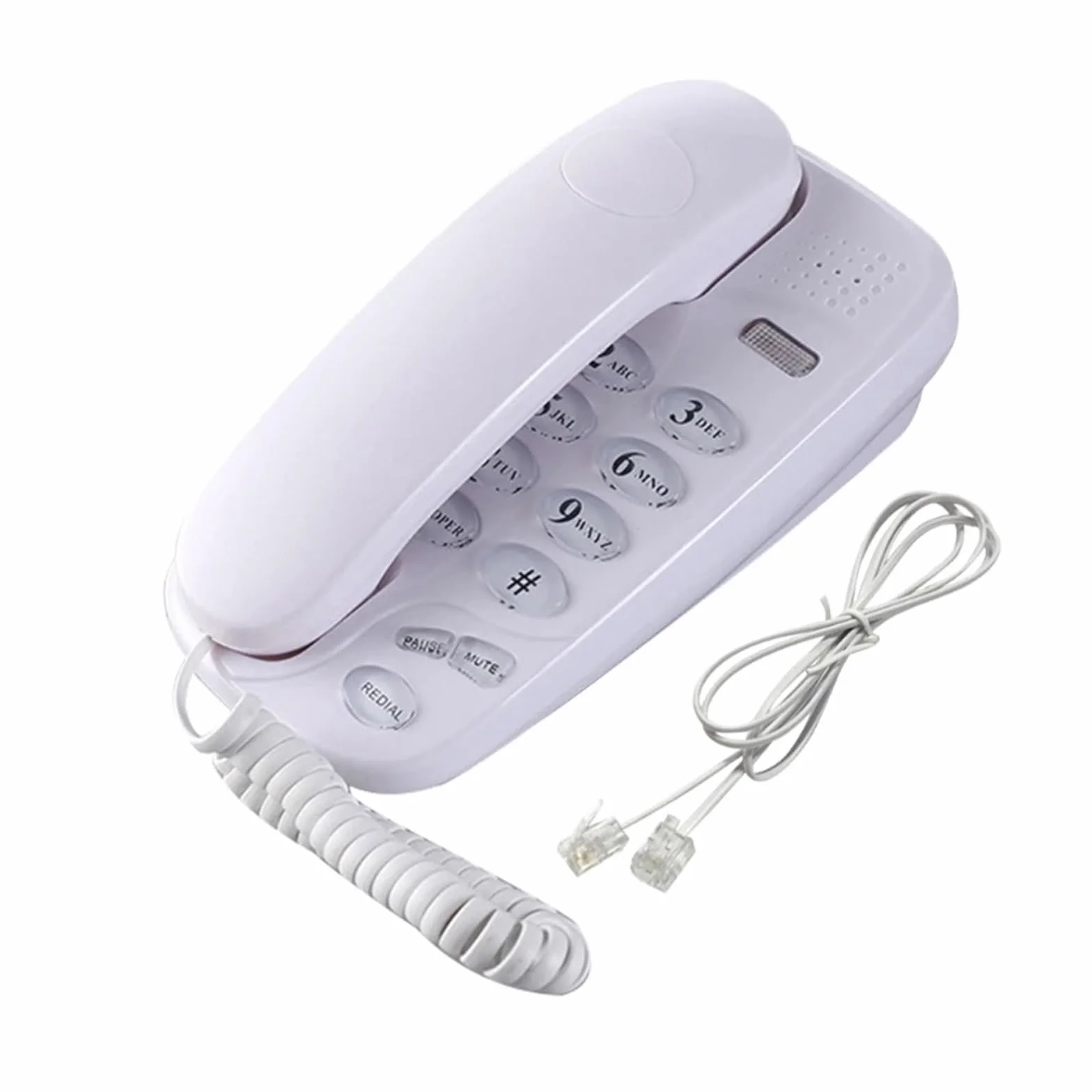 Telefon stacjonarny z funkcją wyciszania i sygnalizacją ponownego wybierania numeru. Łatwy w instalacji. Inteligentny telefon domowy z funkcją dzwonienia.(Silver)