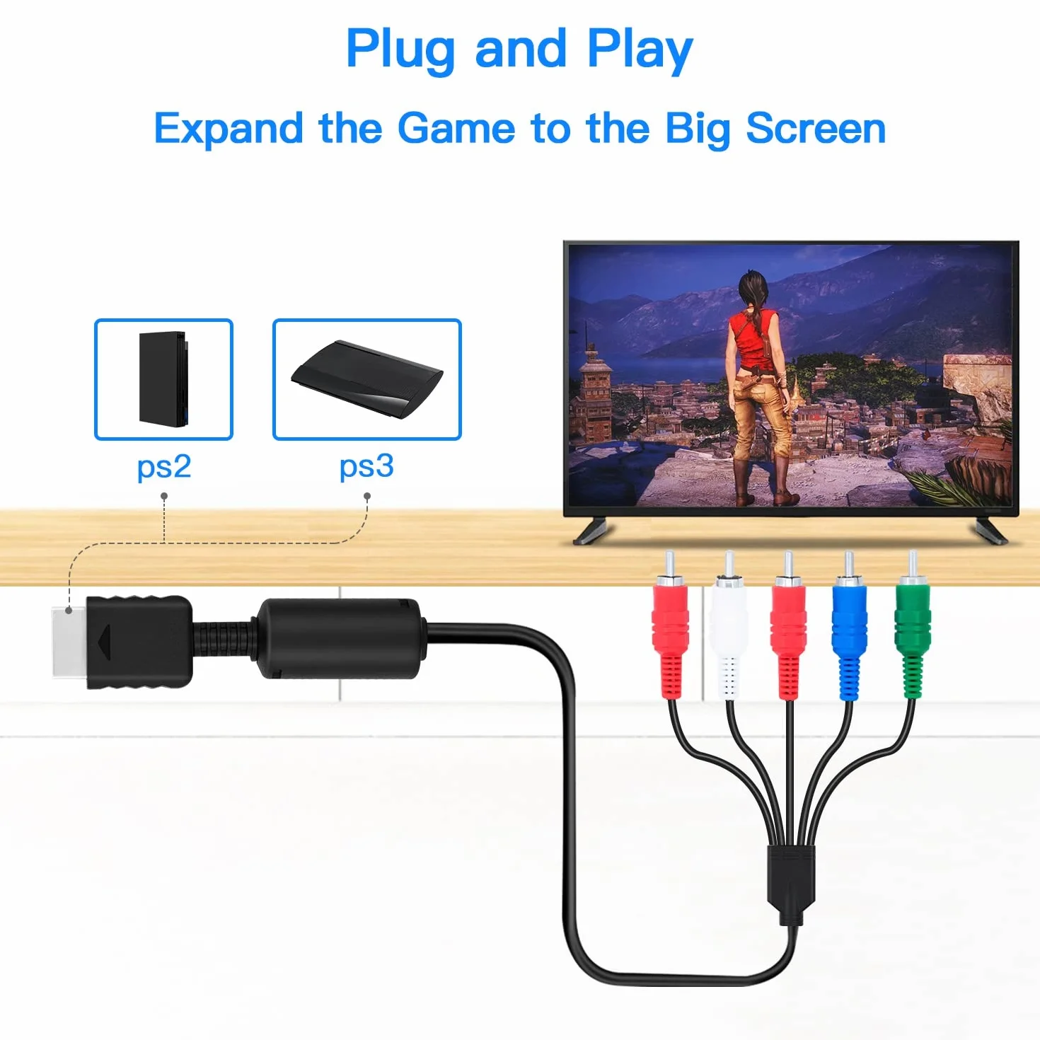 Kabel AV komponentowy HD do Sony PlayStation PS2 PS3