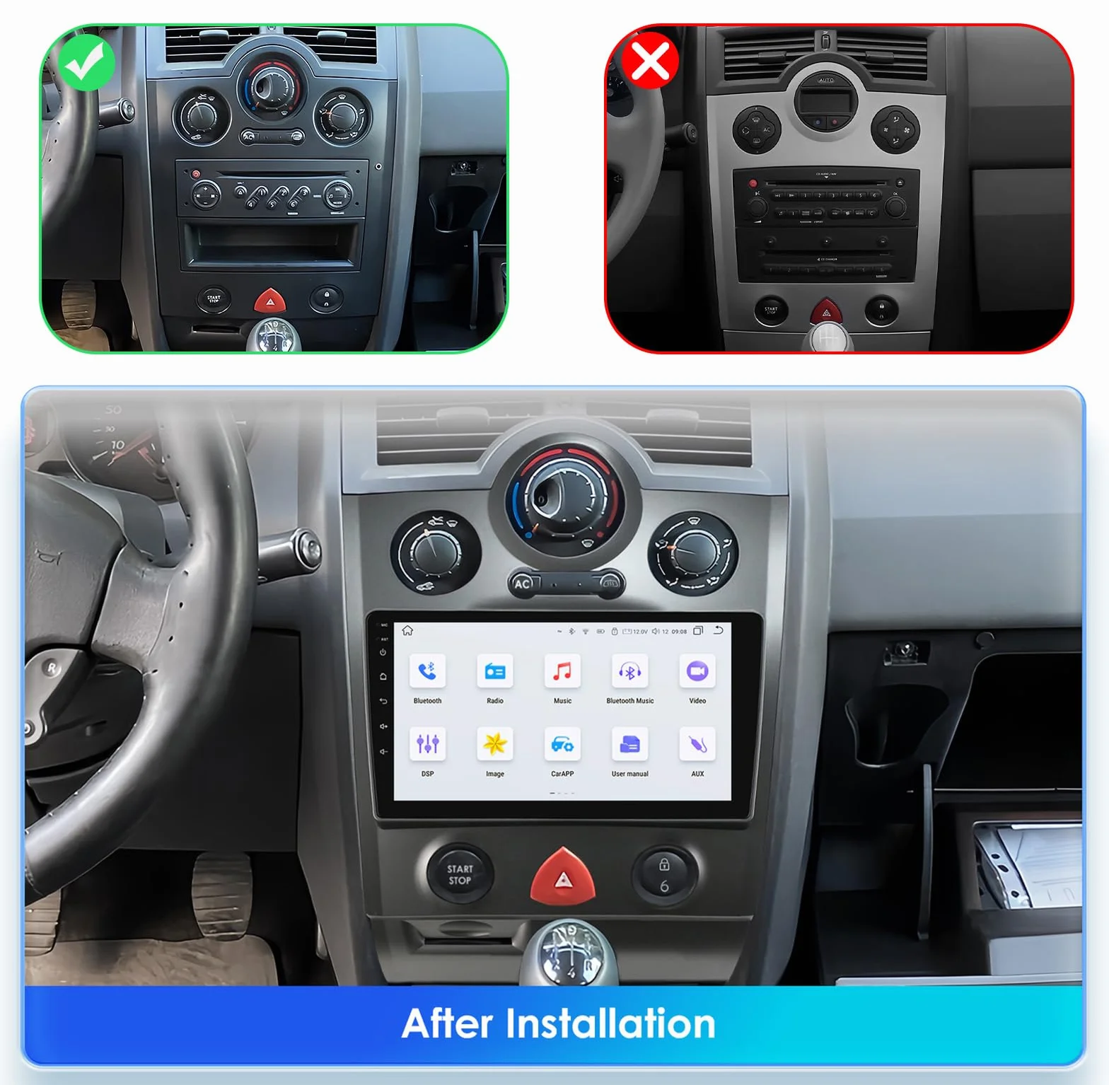 ,M6 plus3,Android 15 Radio 2 Din Stereo z 4G WiFi Carplay Android Auto dla Megane 2 2002-2009 Upgrade Touch Screen GPS Navi 9'' MP5 Multimedia Odtwarzacz wideo FM BT Odbiornik