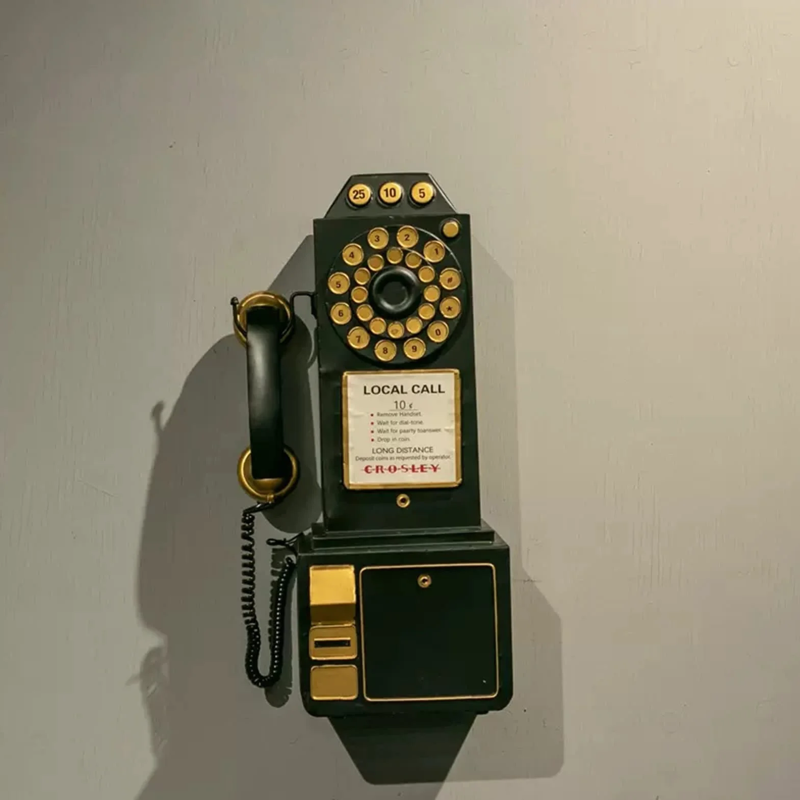 Czarny ścienny telefon w stylu vintage Kreatywny stary obrotowy telefon stacjonarny w stylu europejskim do domowego hotelu - Retro telefony stacjonarne Ozdoba z ruchomą słuchawką