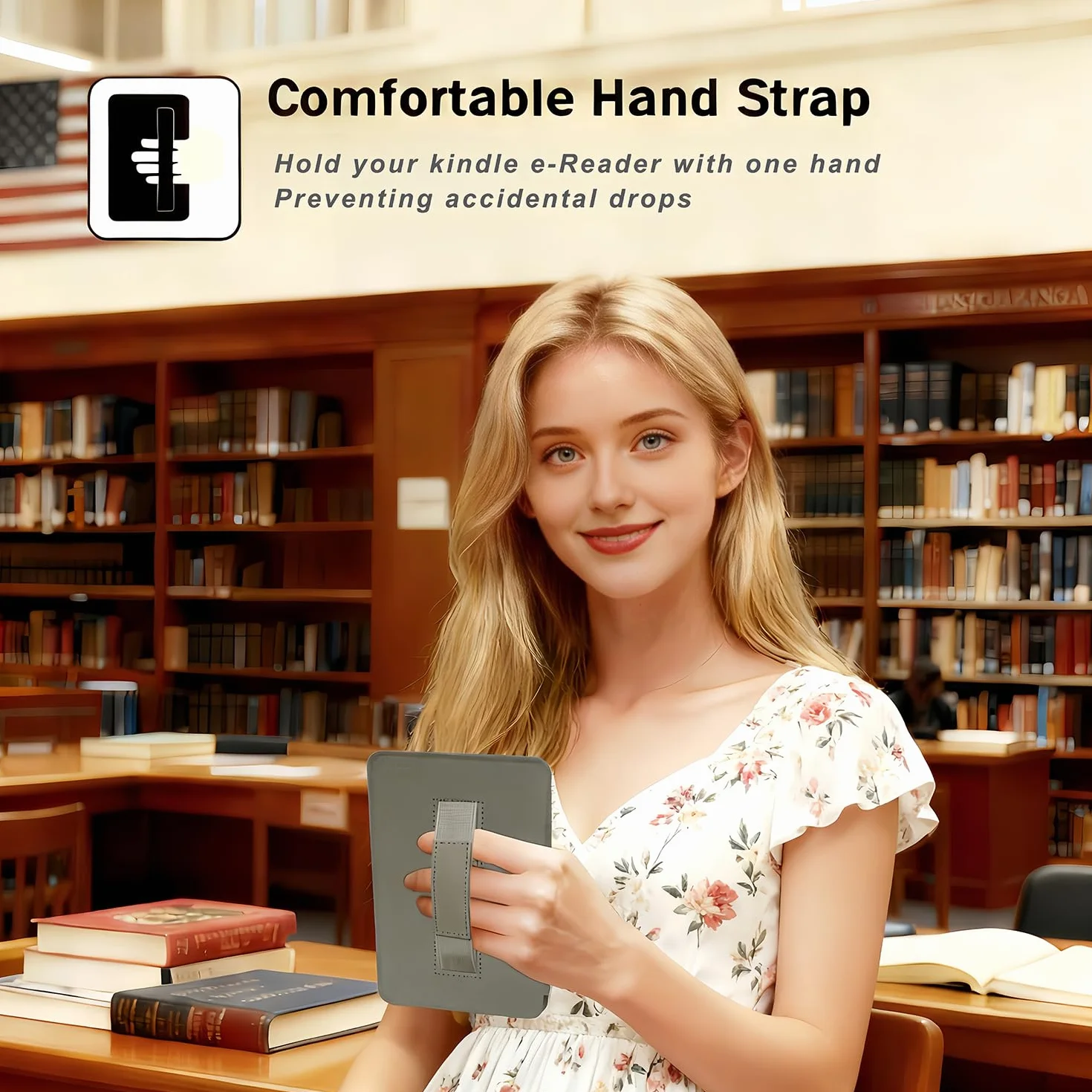 SCSVPN Dwustronne magnetyczne etui do Kindle 11. generacji 2022/2024, lekkie, wysokiej jakości skóra PU, twarda tylna obudowa z paskiem na rękę, automatyczne uśpienia/budzenie, do czytnika e-booków