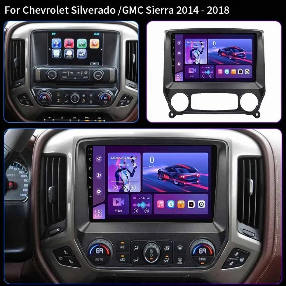 Car Radio dla Chevrolet Silverado 3 GMTK2 2014-2018 Android 15 9 Inch Touch Screen Rear View Camera For, 4 Core 4G+64G