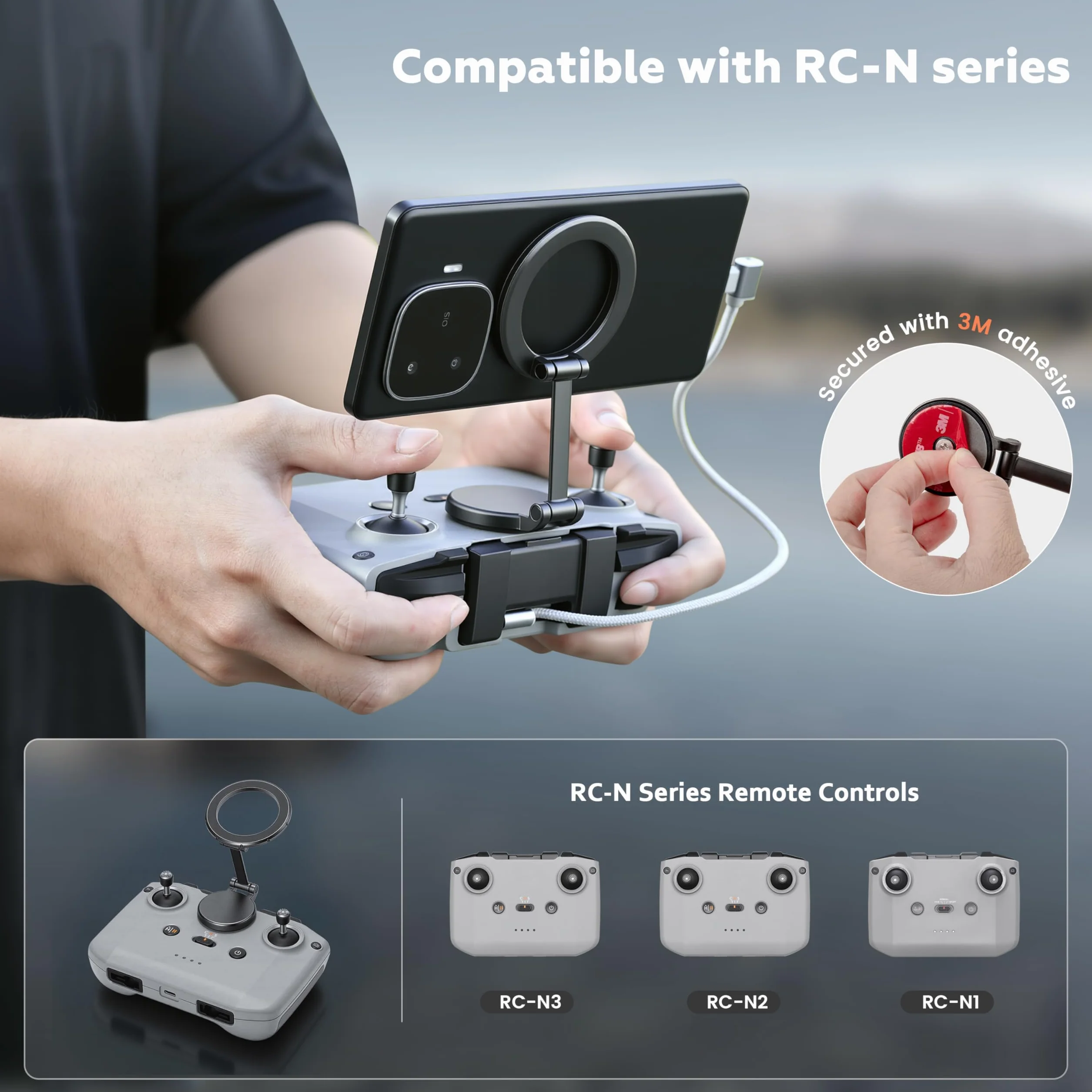 STARTRC Regulowany magnetyczny uchwyt na telefon do pilota RC-N1/N2/N3 do Neo Mini 4 Pro 4K 3 2 2 SE Air 3S 3