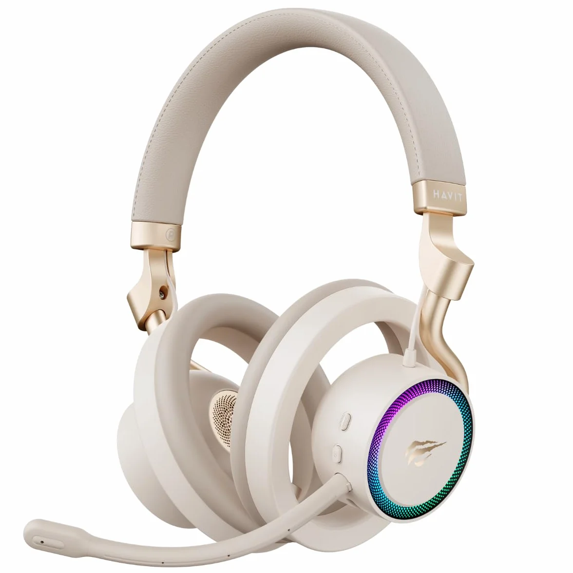 HAVIT Gamenote Fuxi-H8 RGB Gaming Headset – Over-Head Style, sterownik 32 mm, 6 trybów pracy (złoty)