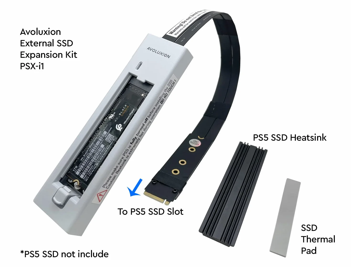 Zewnętrzny zestaw rozszerzeń SSD z radiatorem SSD do konsoli do gier PS5 (PSX-i1) – zamień wewnętrzne gniazdo SSD PS5 na zewnętrzny zestaw rozszerzeń SSD - 2 lata gwarancji