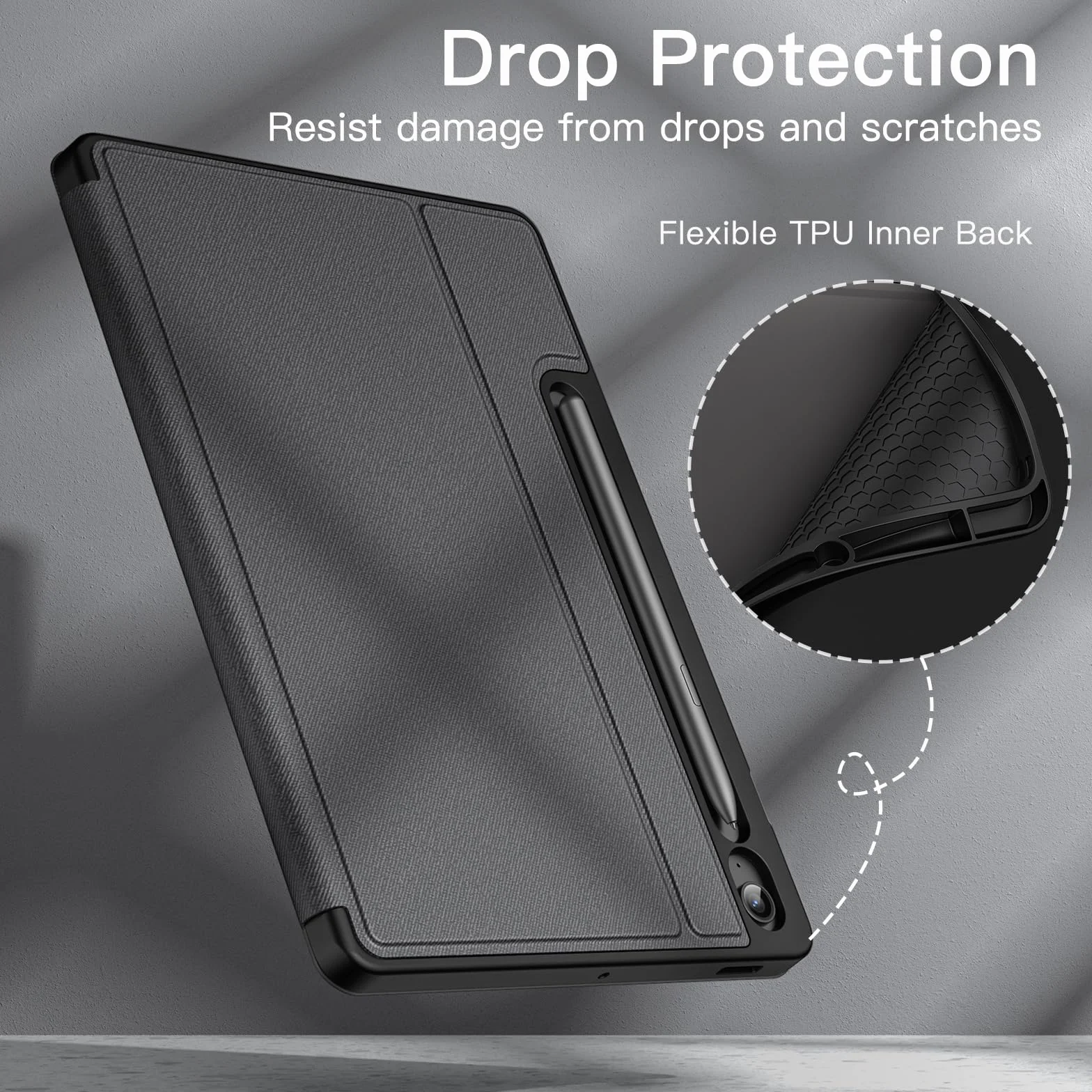 JETech Etui dla Samsung Galaxy Tab S10 Lite / S10 FE / S9 FE 10,9 Cala z S Pen Uchwytem, Slim Folio Stojak Ochronny Tabletu Case, Wiele Kąta Widzenia Oglądanie (Czarny)