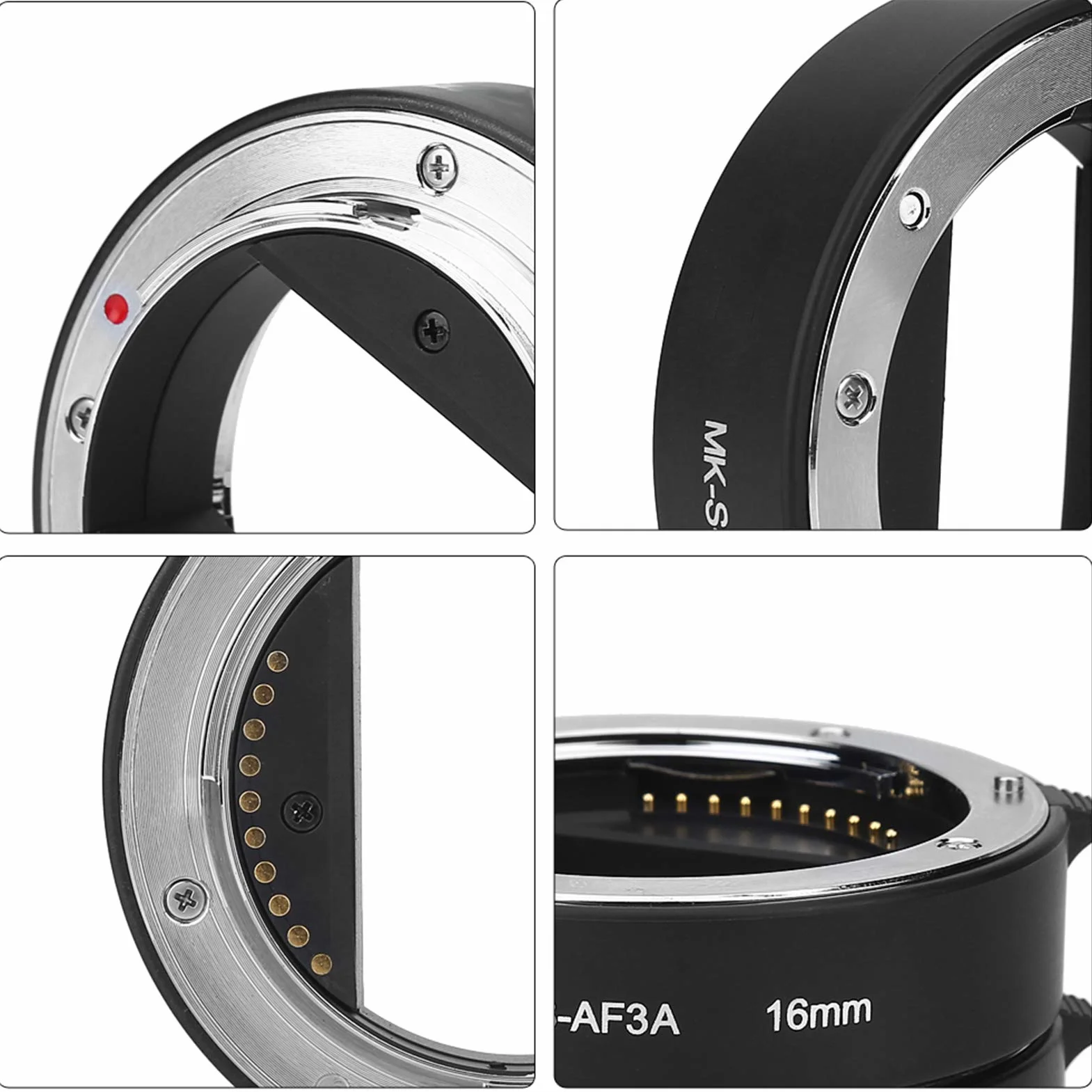 Zestaw pierścieni przedłużających EBTOOLS, automatyczny autofokus 10 mm 16 mm rurka przedłużająca makro Zestaw rur przedłużających obiektyw do serii Sony E / FE NEX3 NEX5 NEX6 NEX7 A5000 / A6000 / A7 / A7M2