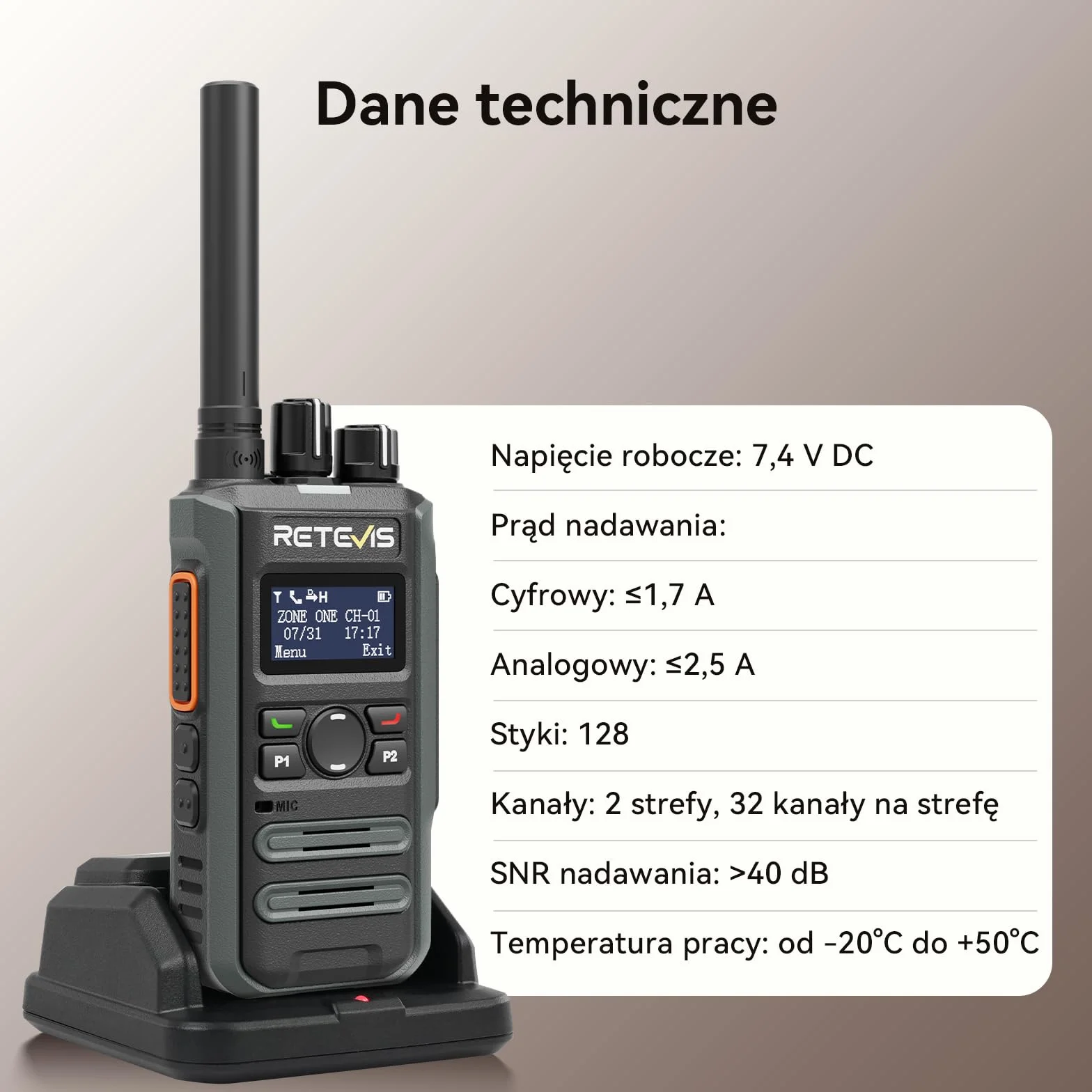 Retevis MateTalk P3 Cyfrowe Krótkofalówki z Szybkim Ładowaniem, Połączenia Grupowe Dalekiego Zasięgu, Ekran LCD, Miniaturowe Radiotelefony do Handlu Detalicznego (2 sztuki)