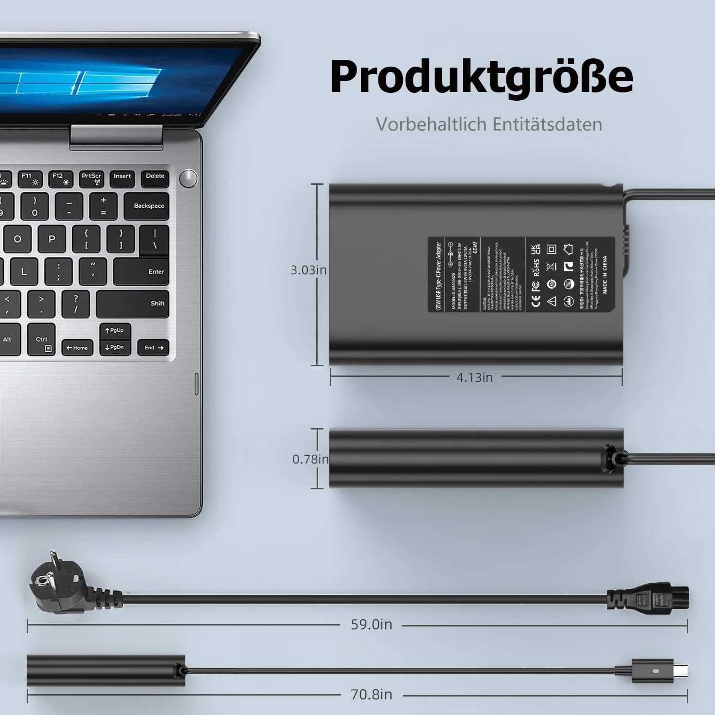 65 W kabel do ładowania laptopa USB C, zasilacz kompatybilny z Dell Latitude 5420 5410 5520 5320 5440 7490 7420 7410 7320 7370 XPS 12 13 9250 9350 9360 9370 9370 80 Chromebook 80 3100 5300 typ C