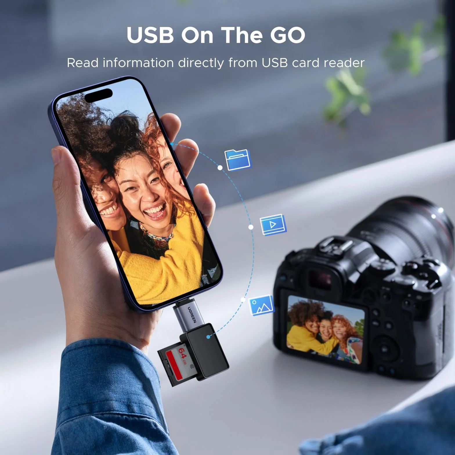 UGREEN Adapter USB C na USB OTG 10 Gb/s Thunderbolt 4/5 Kompatybilny z iPhone 16 serii 15 MacBook Pro M4 Mac Mini Galaxy S25