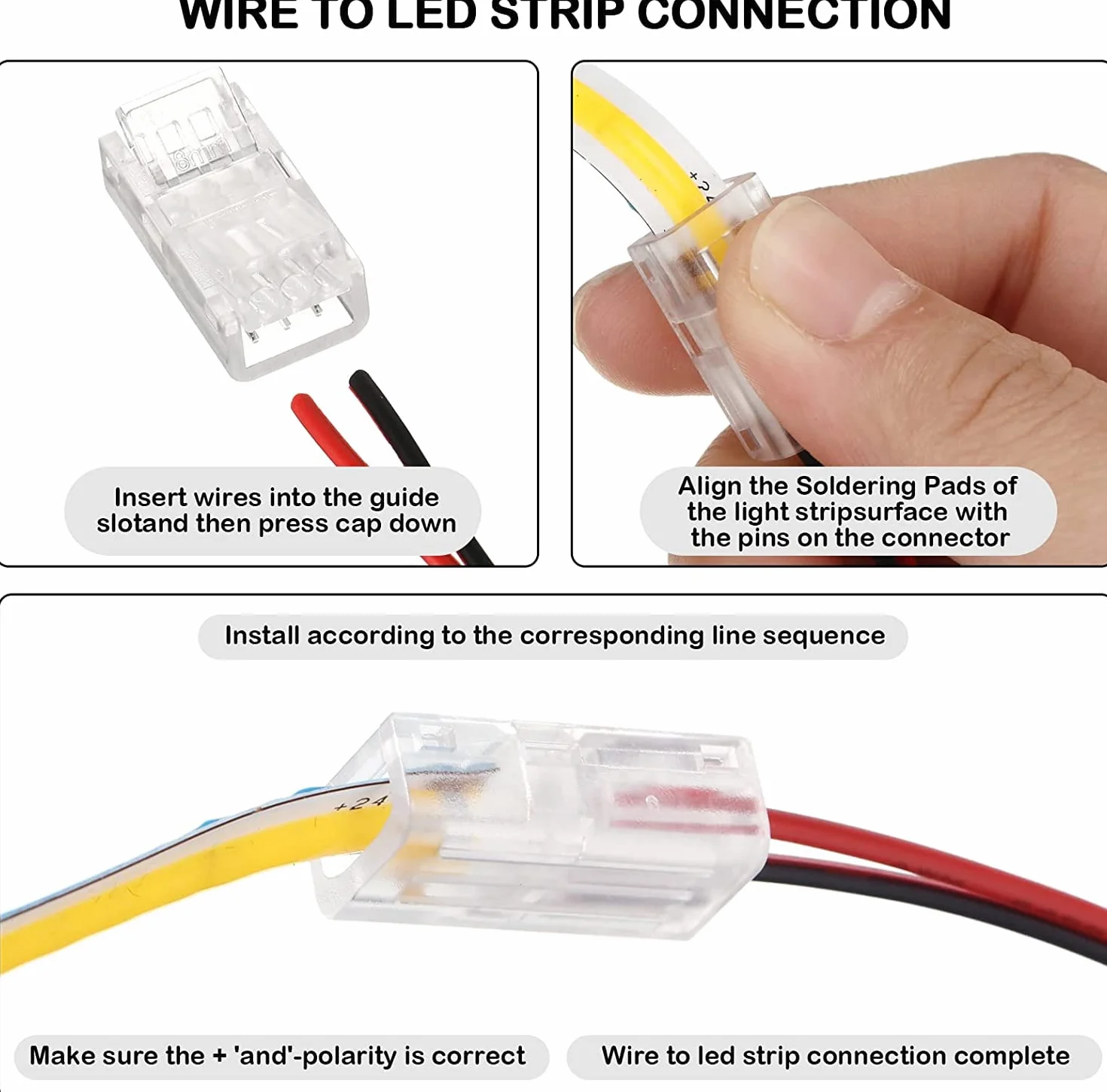 RUNCCI-YUN 3528 2835 2-pinowy 8 mm zestaw złączy świetlnych RGB LED, zawiera przedłużacz LED 20 m, złącze bez przerw, do szybkiego połączenia taśmy LED 8 mm z przewodem